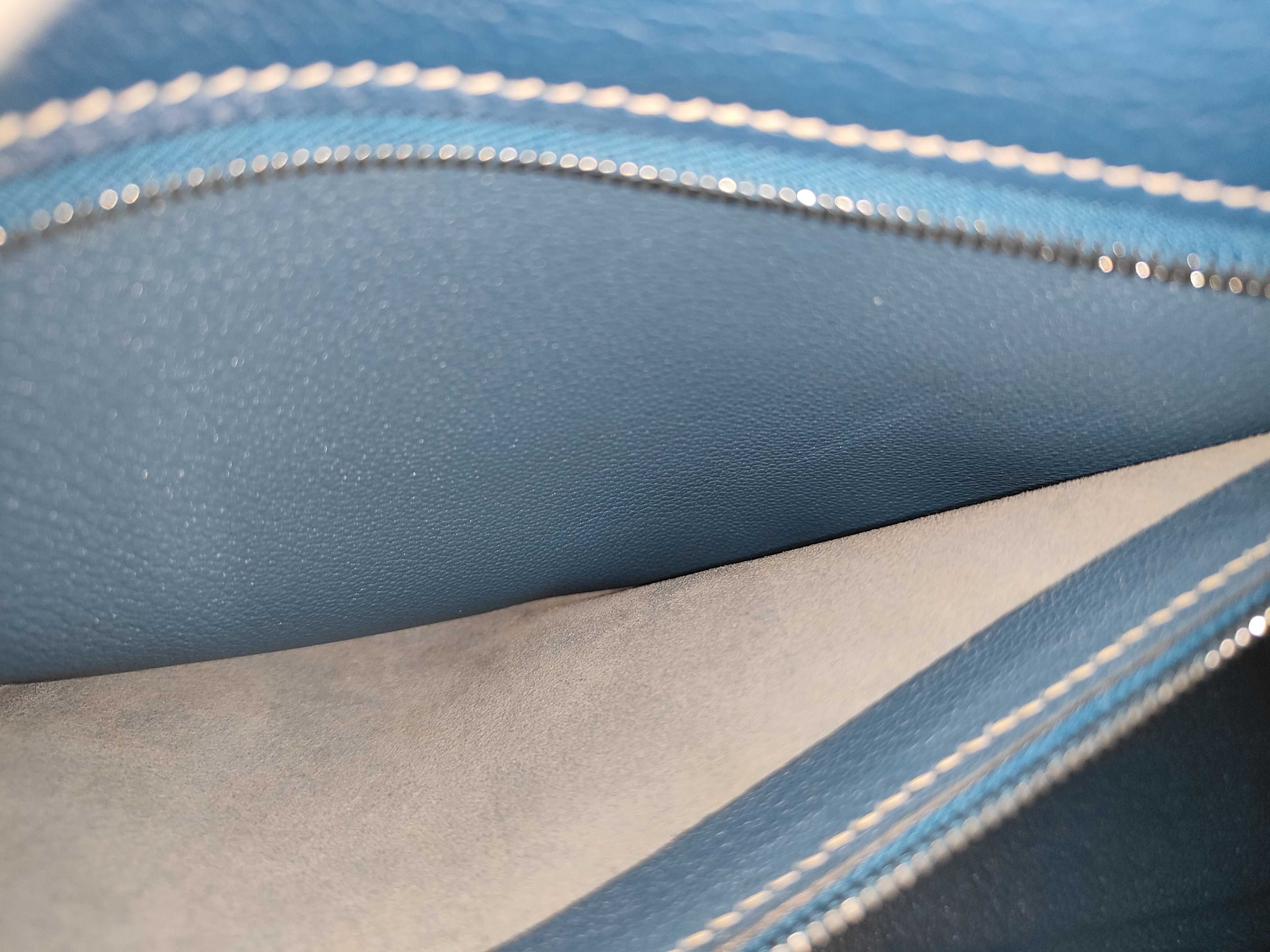 Kelly 32, external stitching, blue, silver hardware, F handbag — view 14
