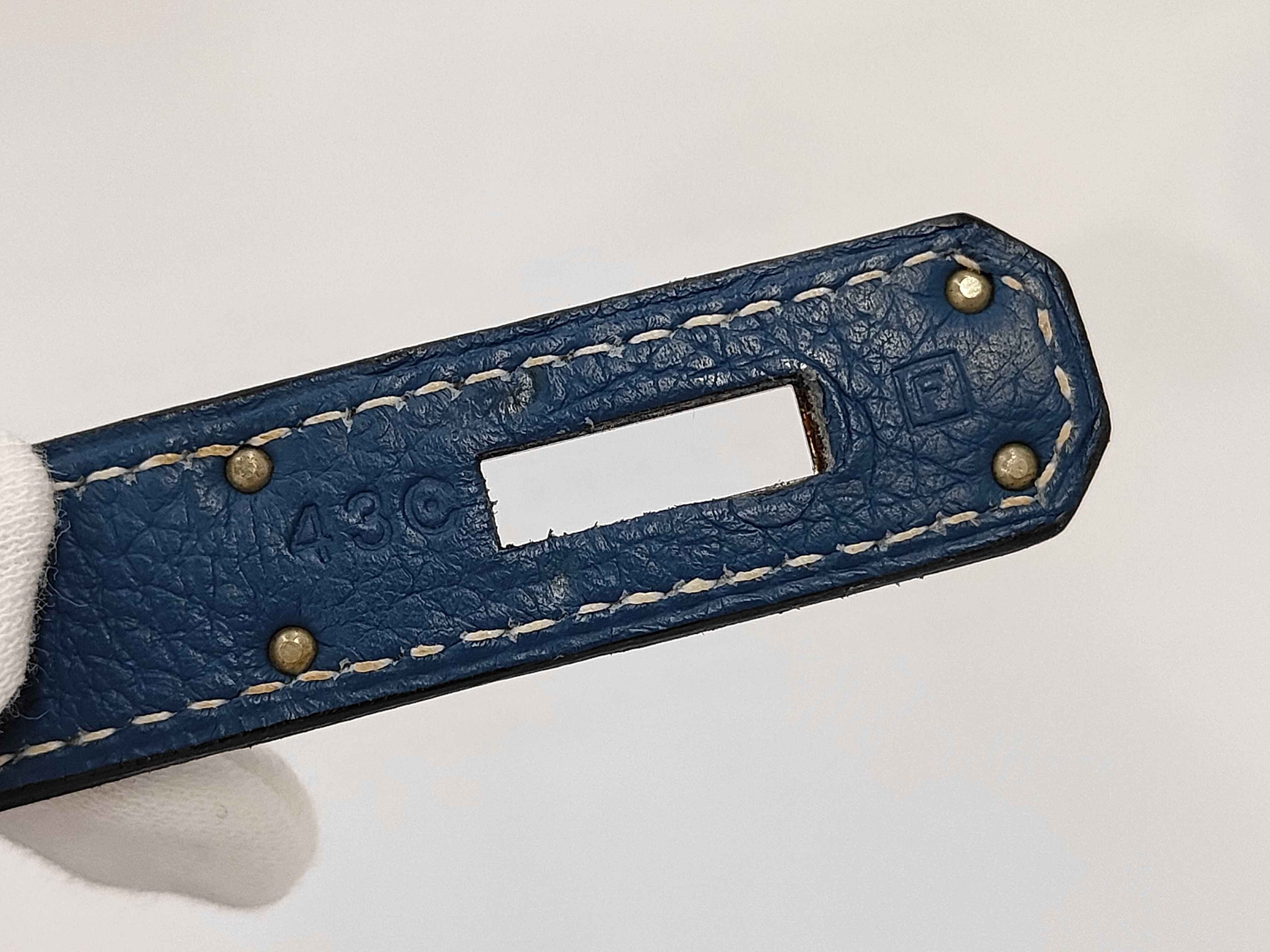 Kelly 32, external stitching, blue, silver hardware, F handbag — view 9