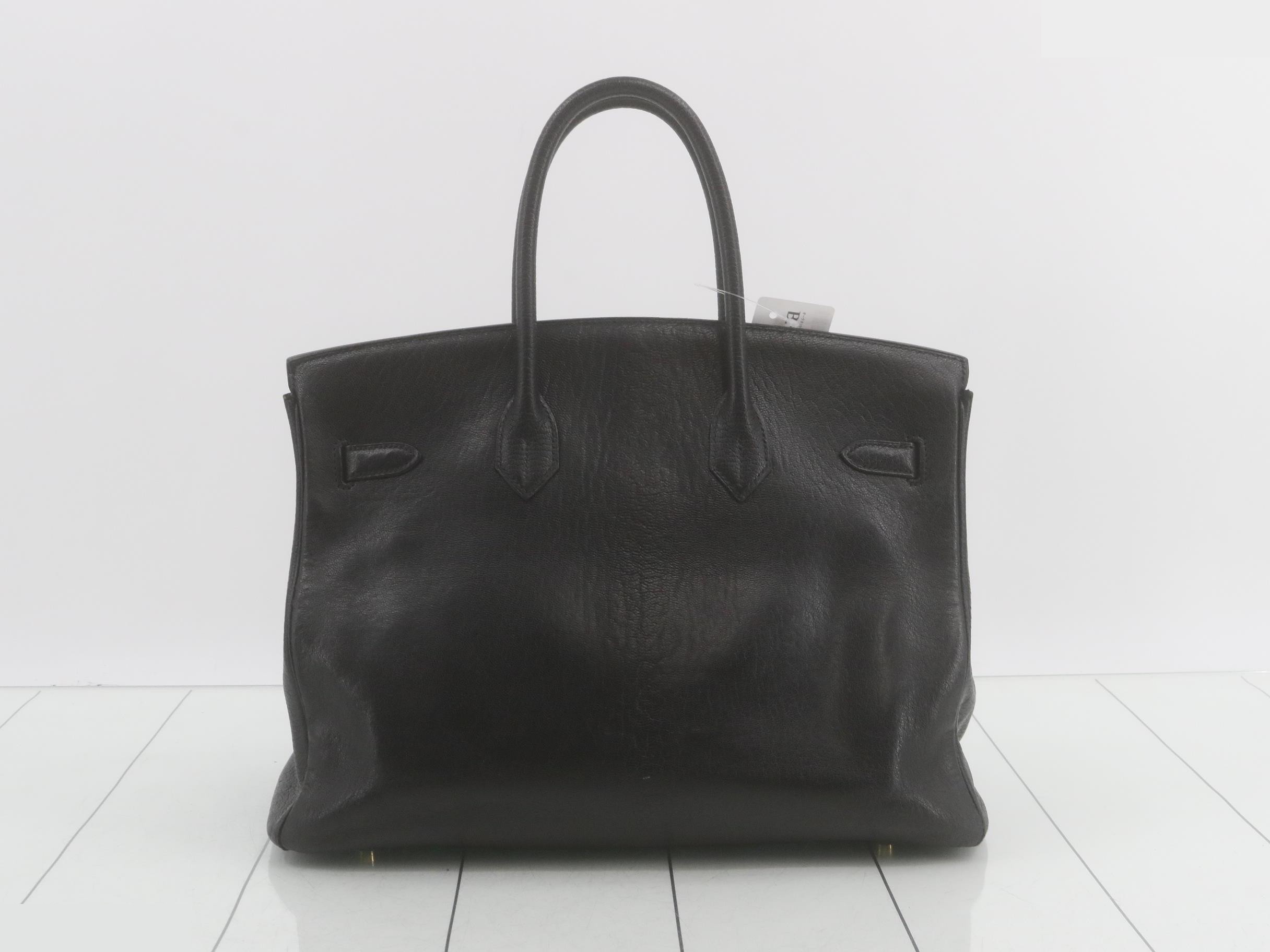 Birkin 35 (bag) - Handbag, Chevre leather, Gold hardware, C — view 3