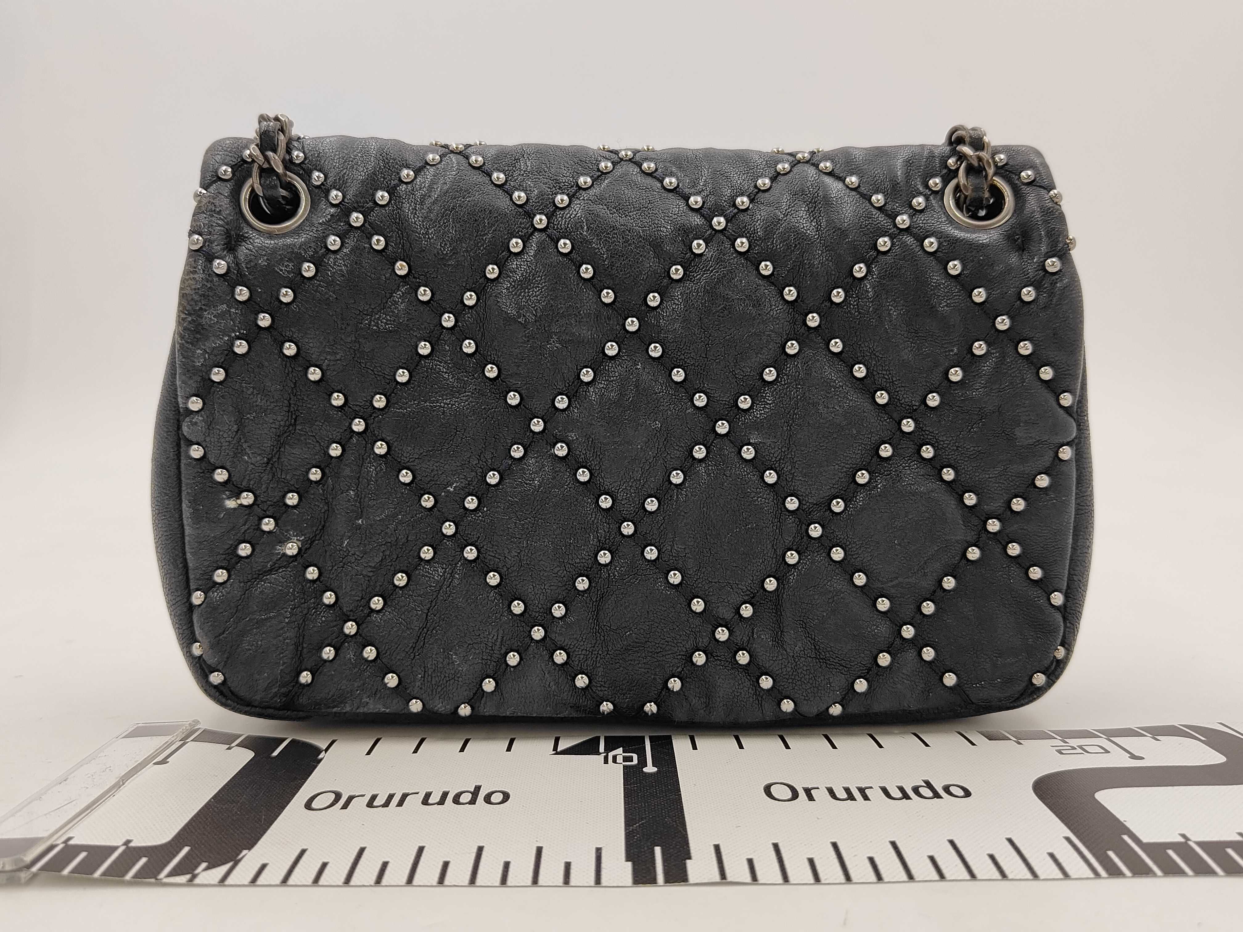 Matelassé 20 Studded Double Flap Double Chain Shoulder Bag, Black with Gunmetal Hardware, with original seal, serial number 19 series. — view 2