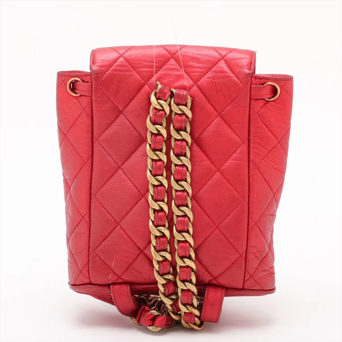 Matelassé Lambskin Chain Backpack, Red with Gold Hardware, 2971241, Series 2 — view 2