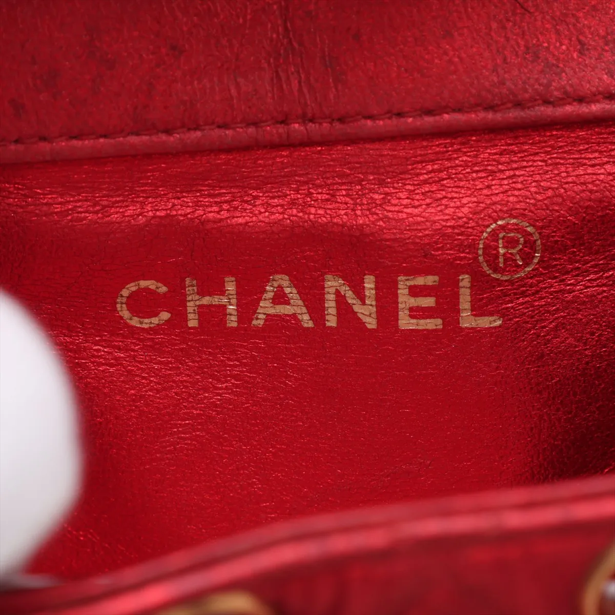 Matelassé Lambskin Chain Backpack, Red with Gold Hardware, 2971241, Series 2 — view 9