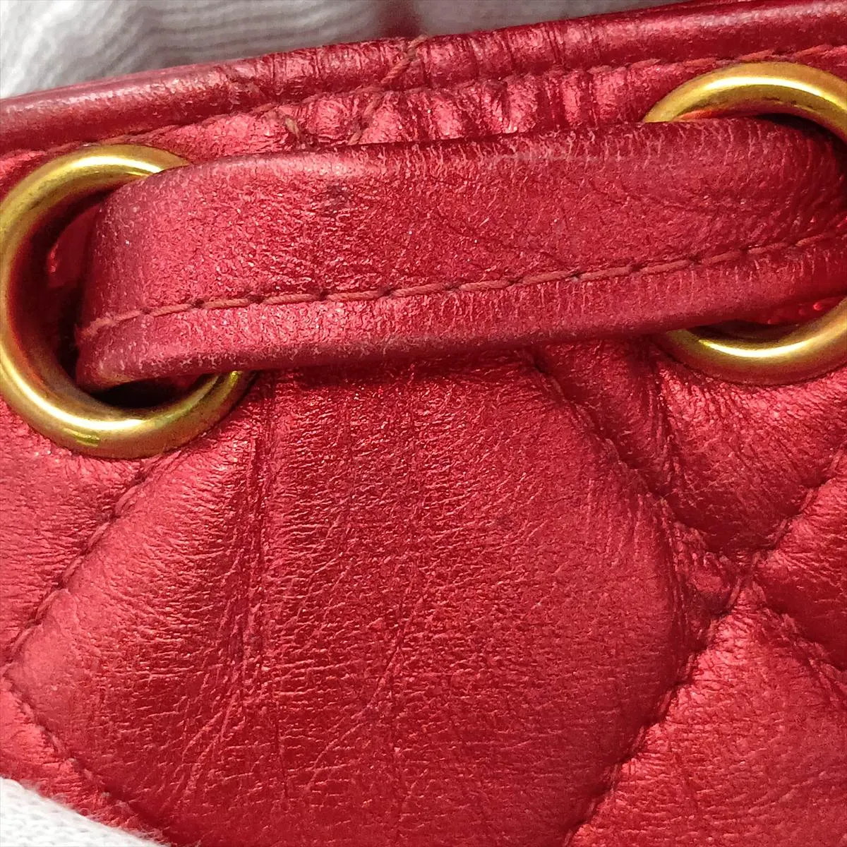 Matelassé Lambskin Chain Backpack, Red with Gold Hardware, 2971241, Series 2 — view 10