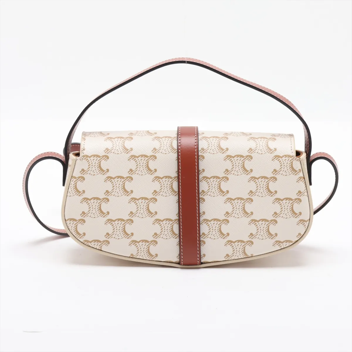 Triomphe Tabou PVC x Leather Shoulder Bag, White — view 2