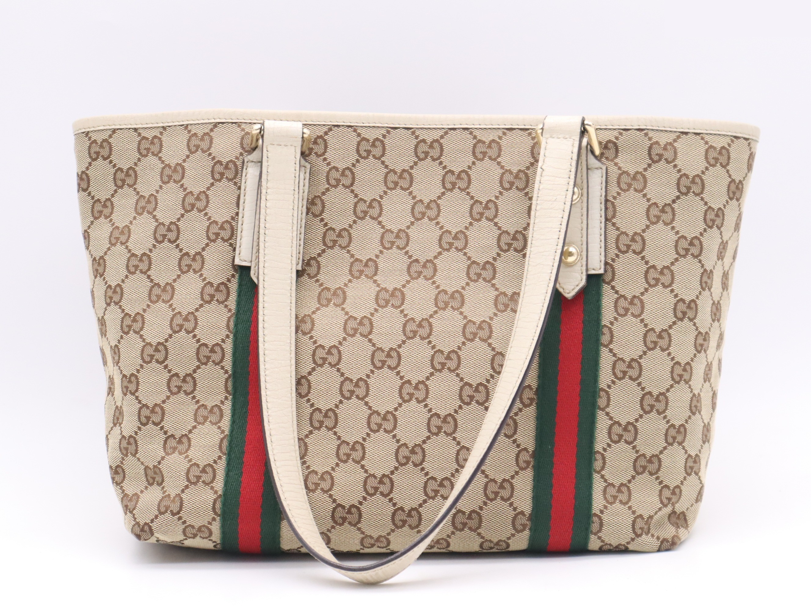 GG Canvas Sherry Line Tote Bag - Beige/White — view 2