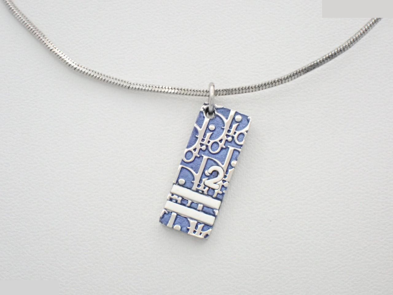 Trotter silver and blue plate necklace, neck circumference approximately 48cm