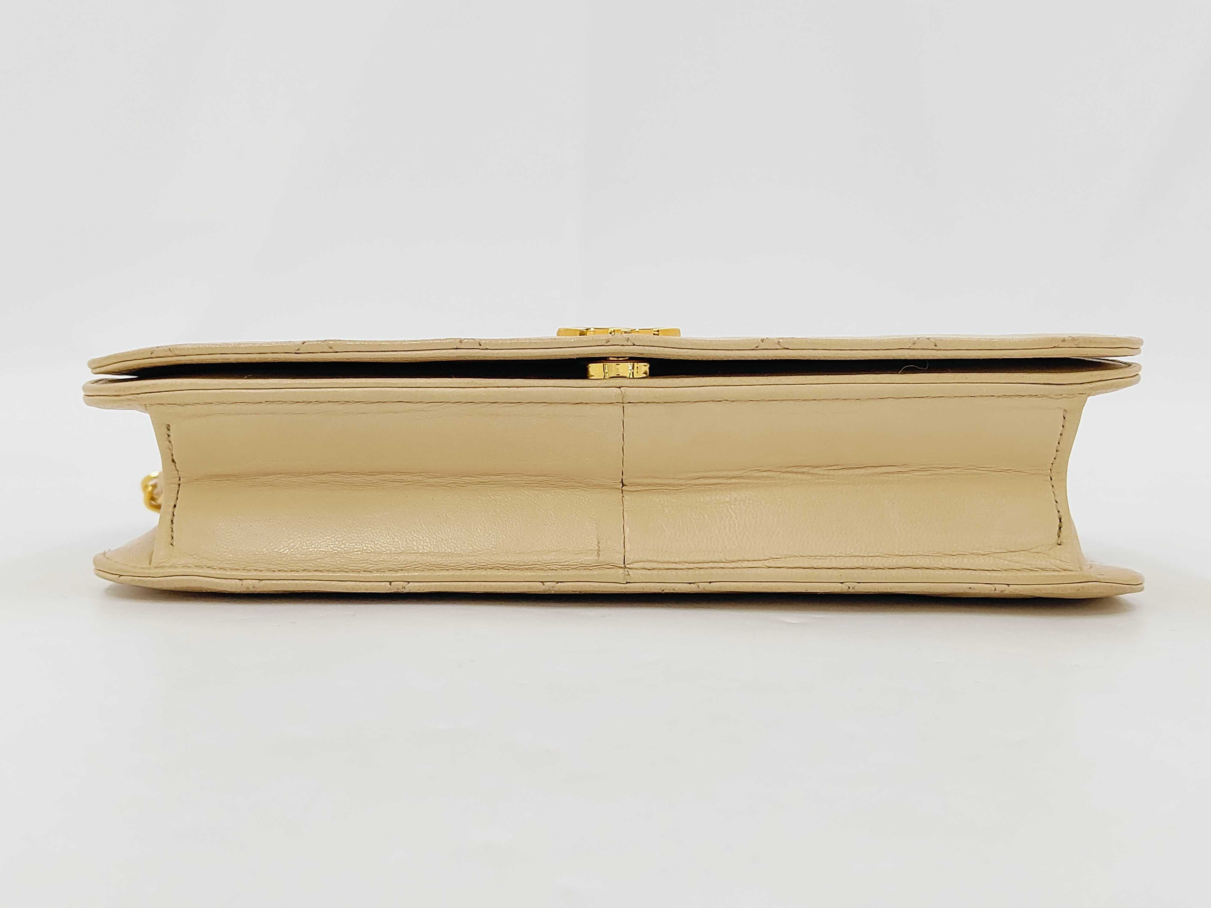 Matelassé Shoulder Bag, Beige — view 6