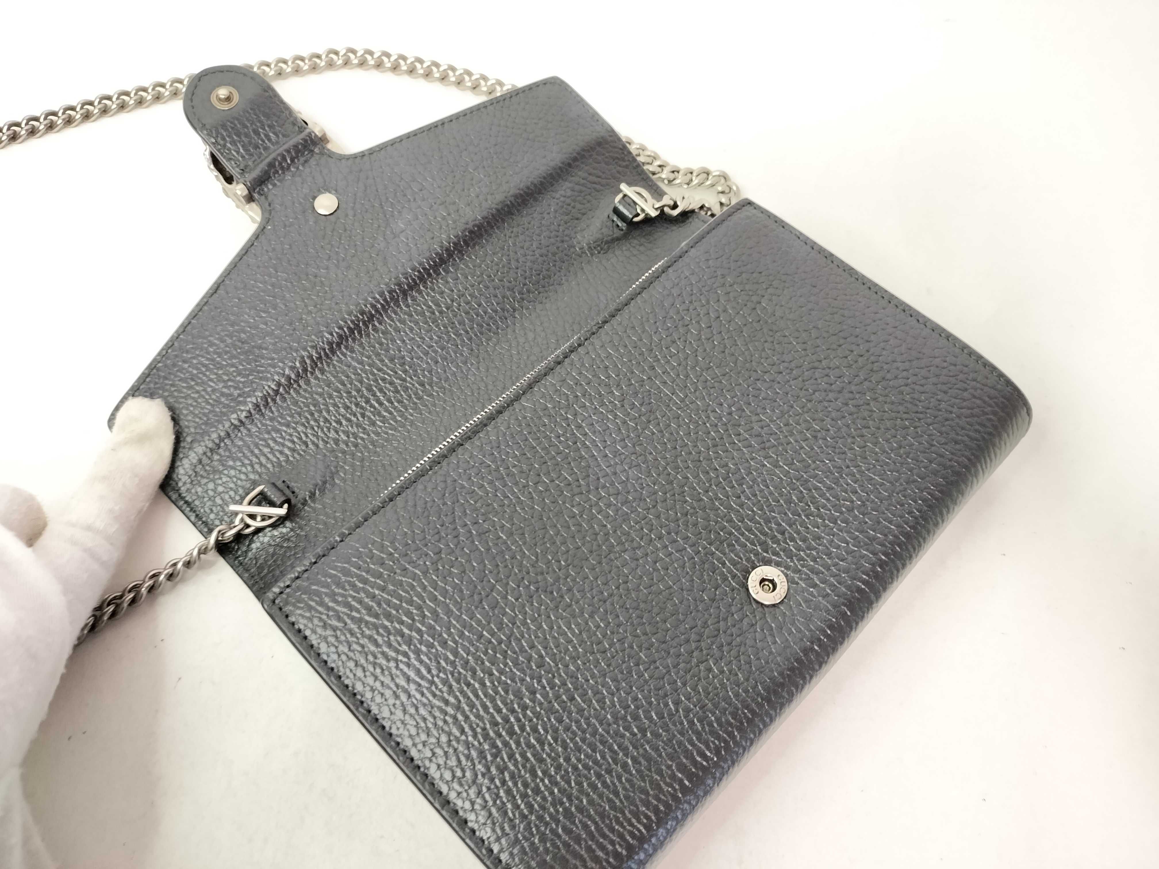 Dionysus Chain Shoulder Bag, Mini Bag, Crossbody Bag, Leather, Black, Silver Hardware, Clutch Bag — view 11