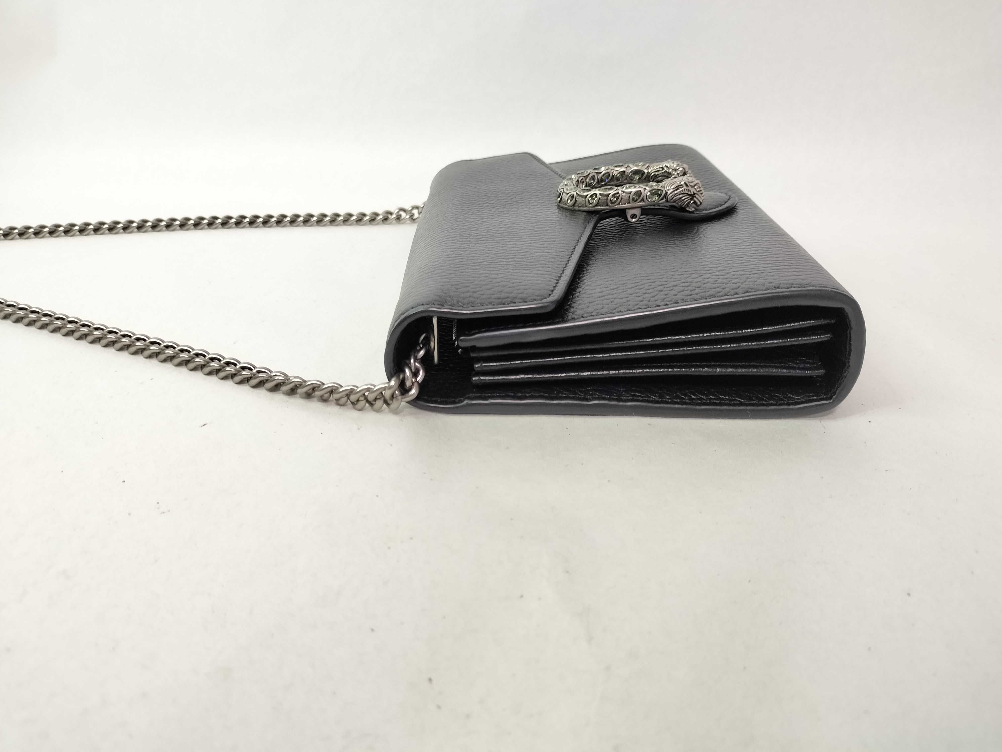 Dionysus Chain Shoulder Bag, Mini Bag, Crossbody Bag, Leather, Black, Silver Hardware, Clutch Bag — view 4