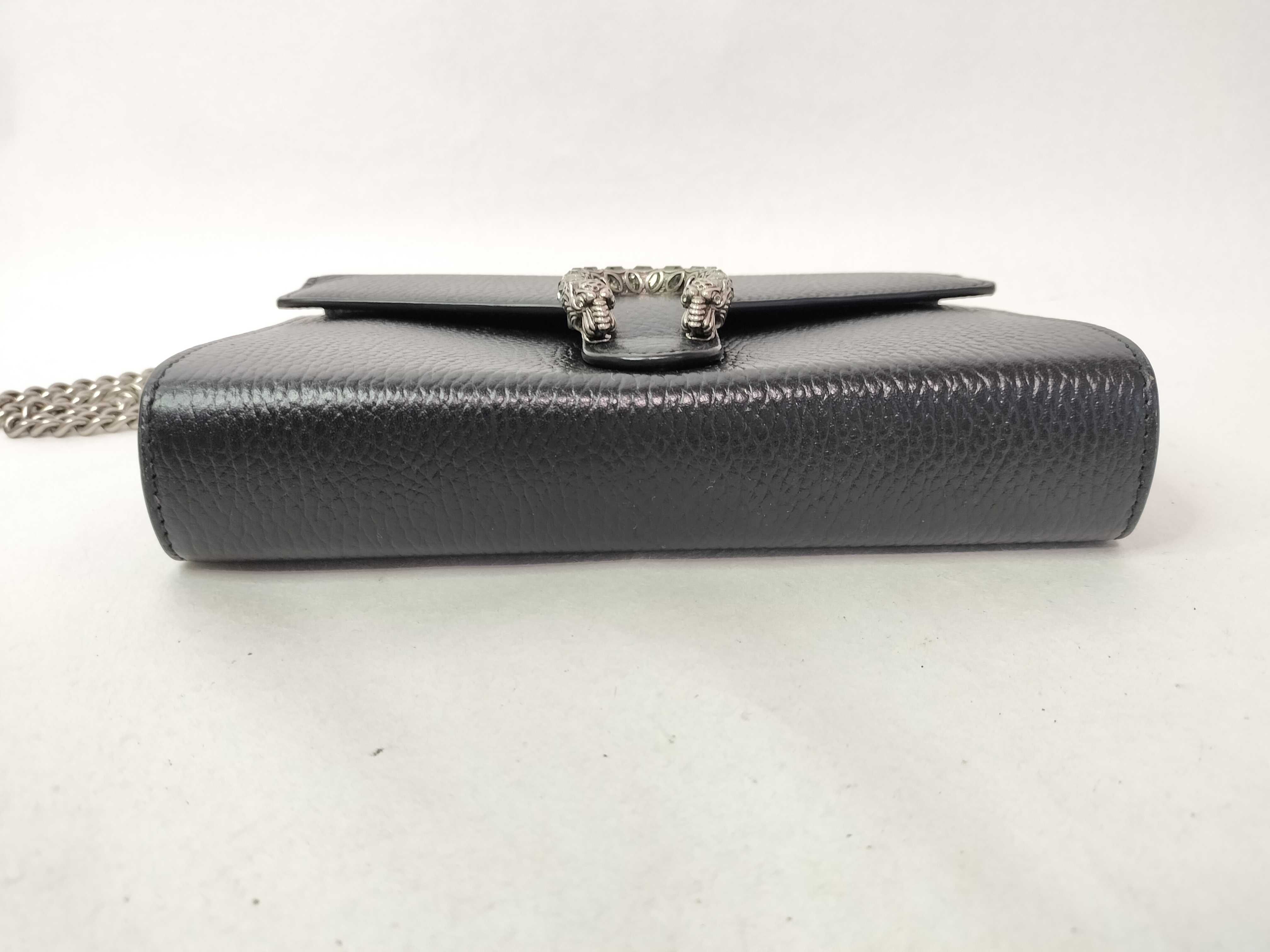 Dionysus Chain Shoulder Bag, Mini Bag, Crossbody Bag, Leather, Black, Silver Hardware, Clutch Bag — view 8