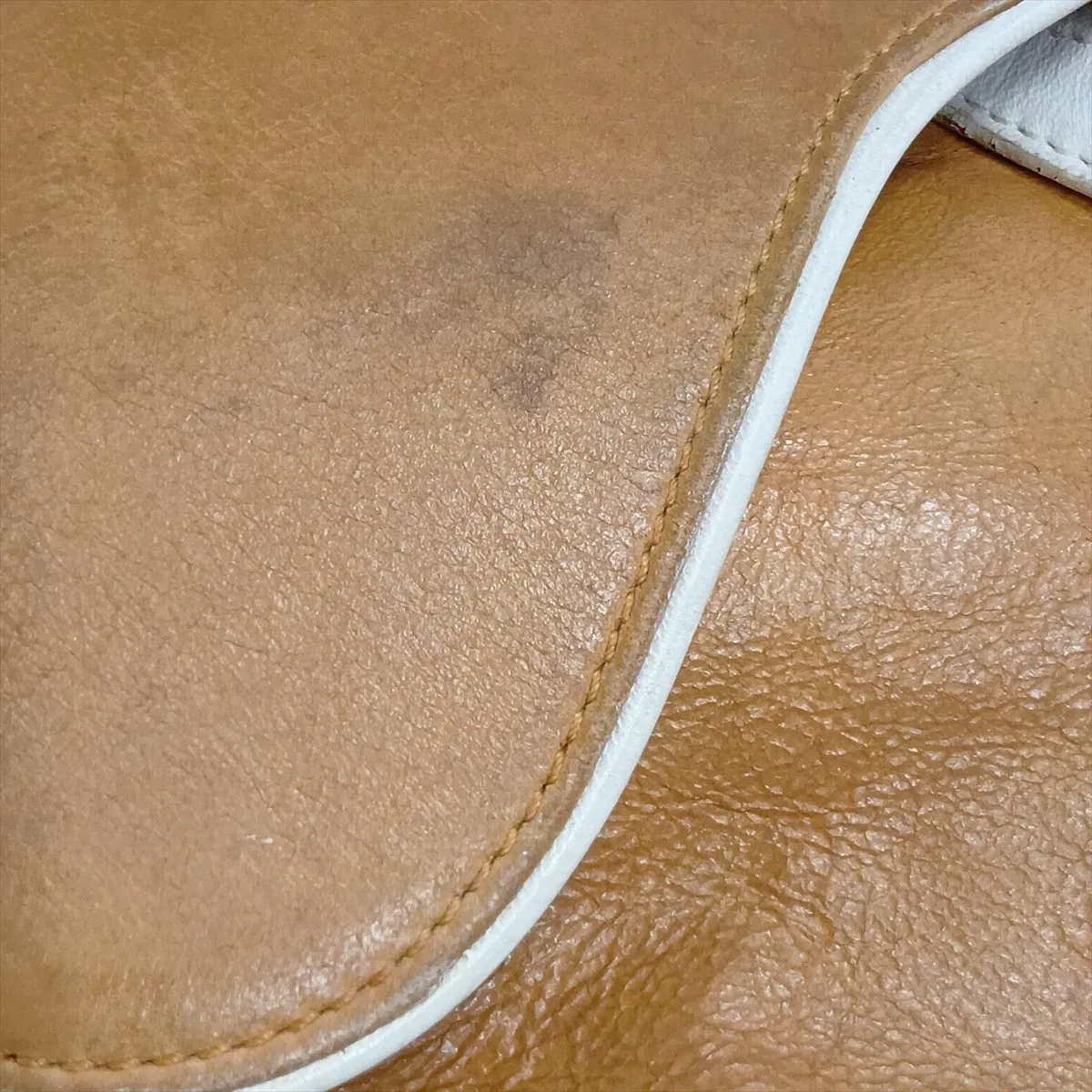 Saddle Bag Leather Shoulder Bag Brown x White — view 12
