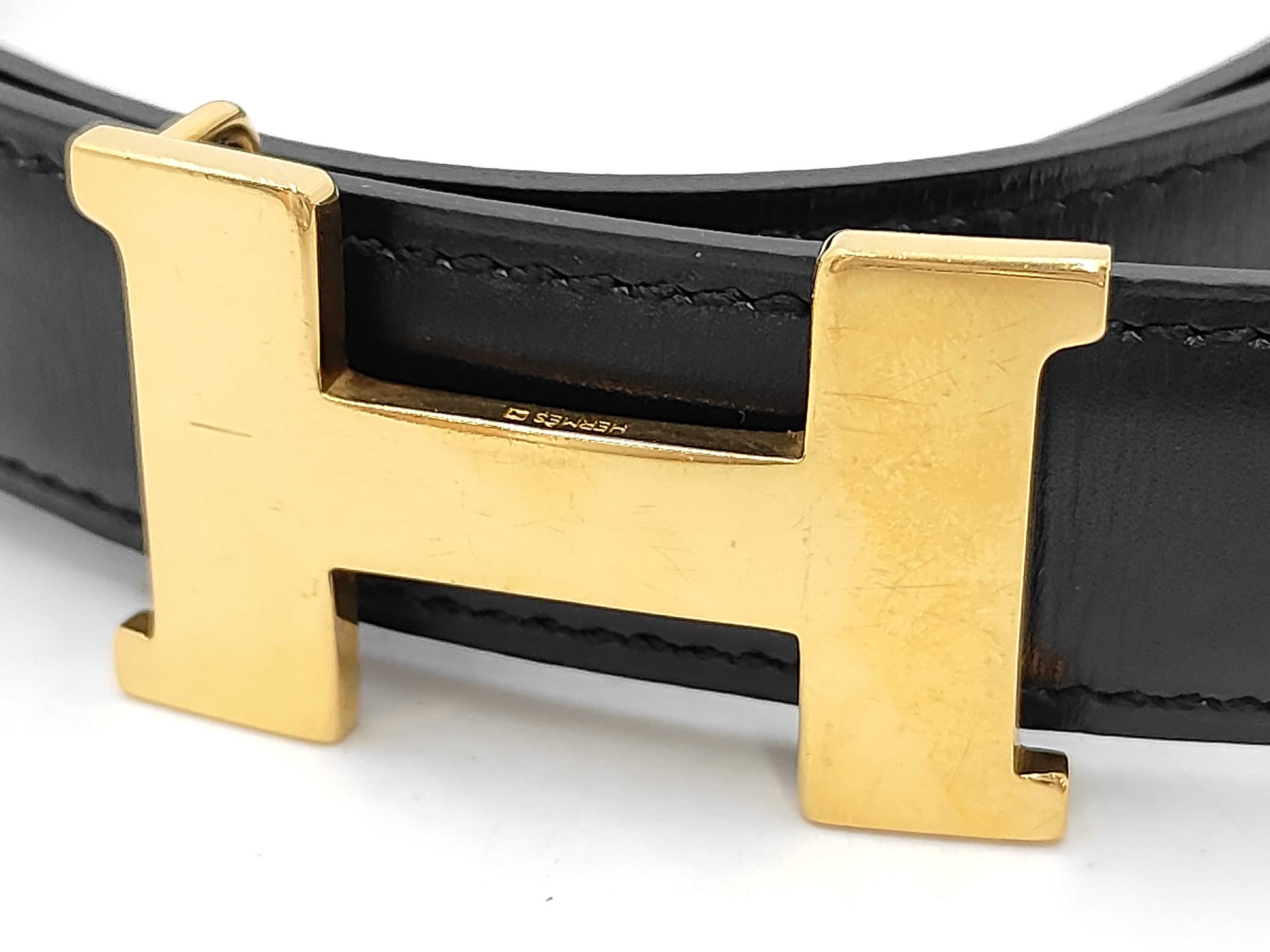 Constance H-buckle Gold hardware Black H-logo belt — view 2