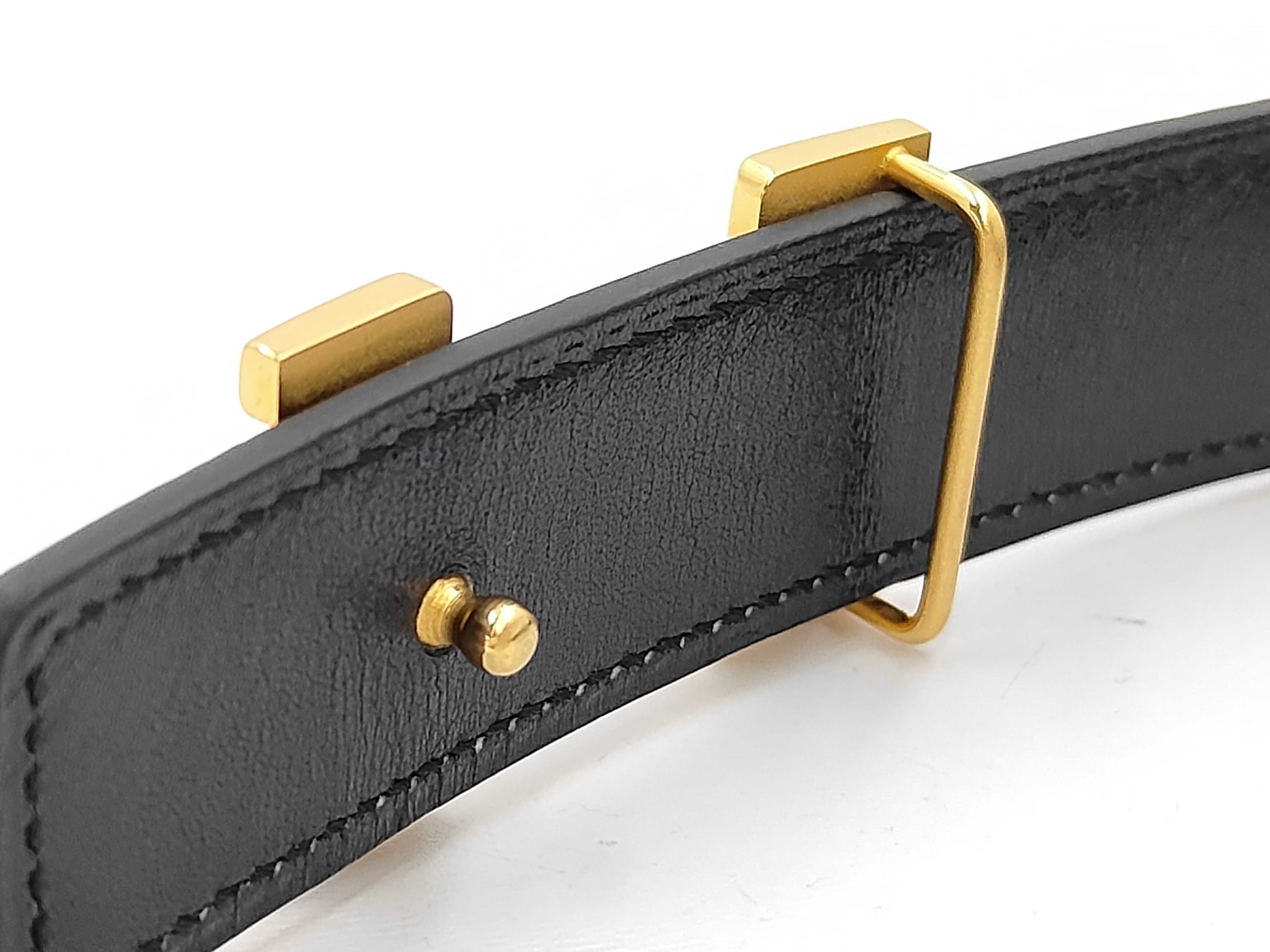 Constance H-buckle Gold hardware Black H-logo belt — view 3