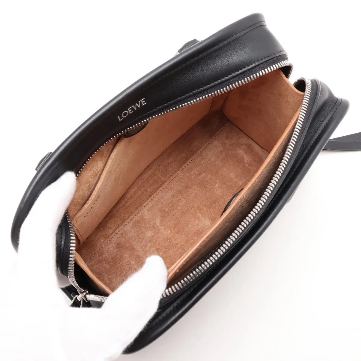 Amazona 180 Small Leather 2-Way Handbag, Black — view 9