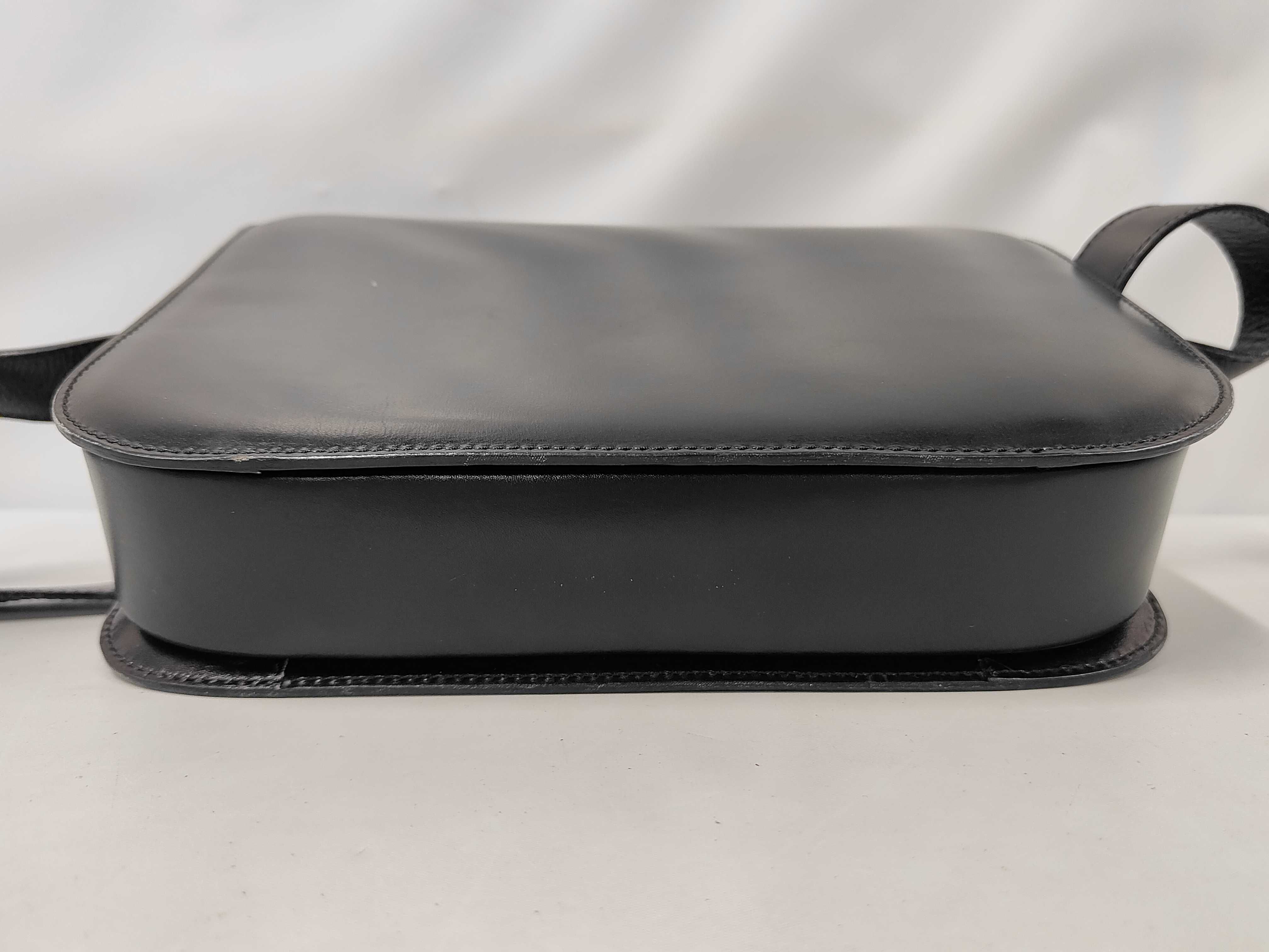Black Leather Vintage "Carriage Hardware" Shoulder Bag — view 3