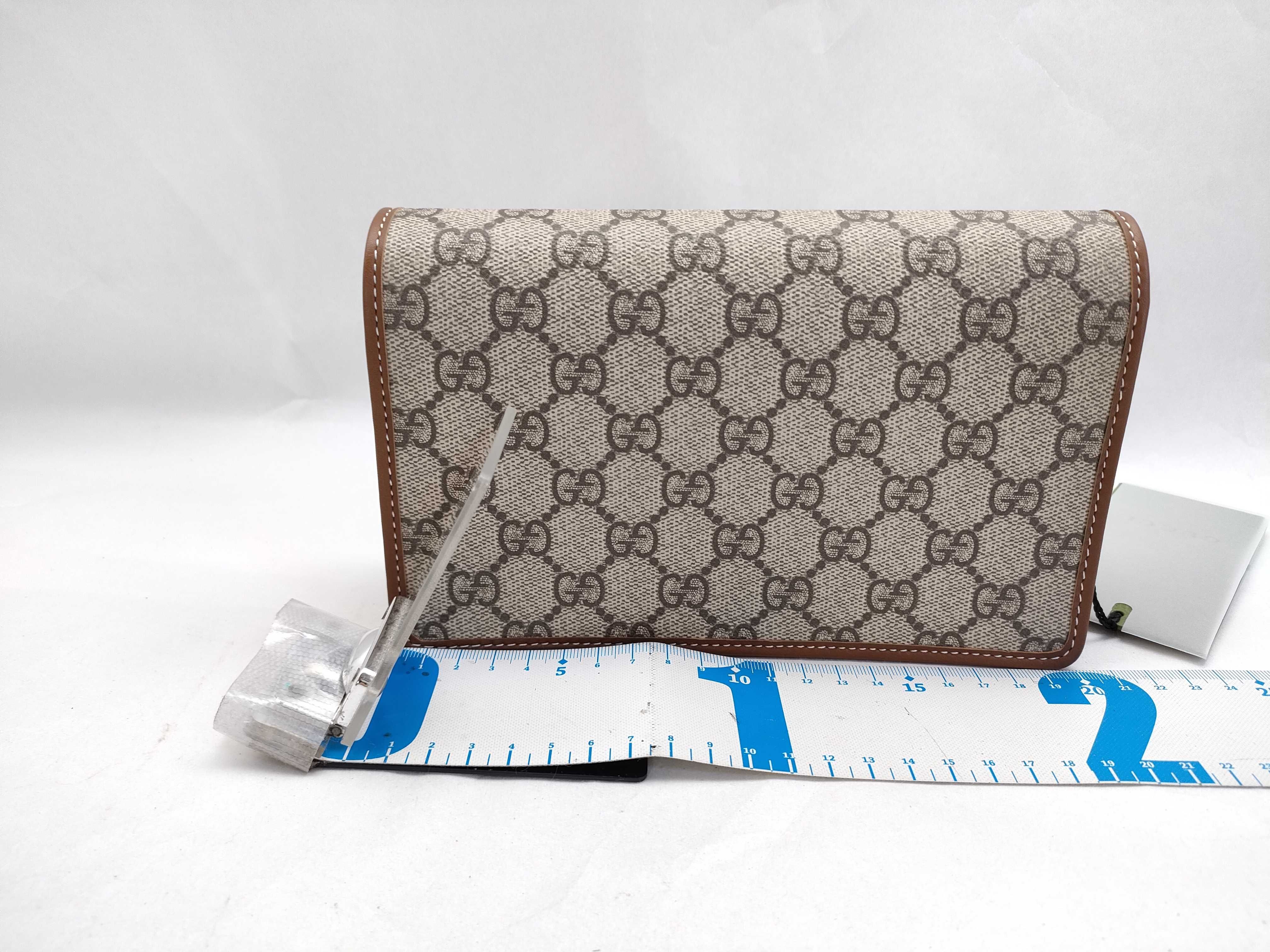 GG Emblem PVC x Leather Shoulder Wallet Beige x Brown 820688 Shoulder Bag — view 2