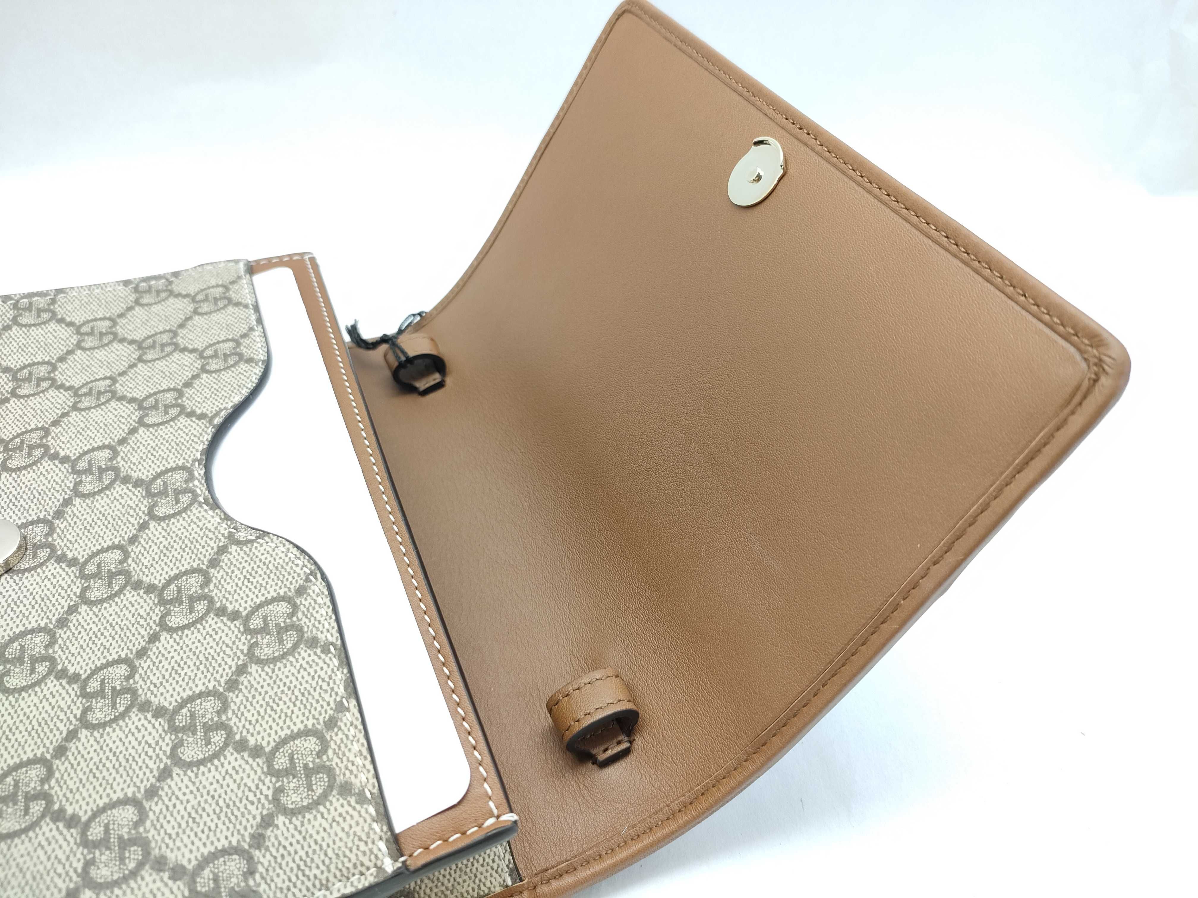 GG Emblem PVC x Leather Shoulder Wallet Beige x Brown 820688 Shoulder Bag — view 11