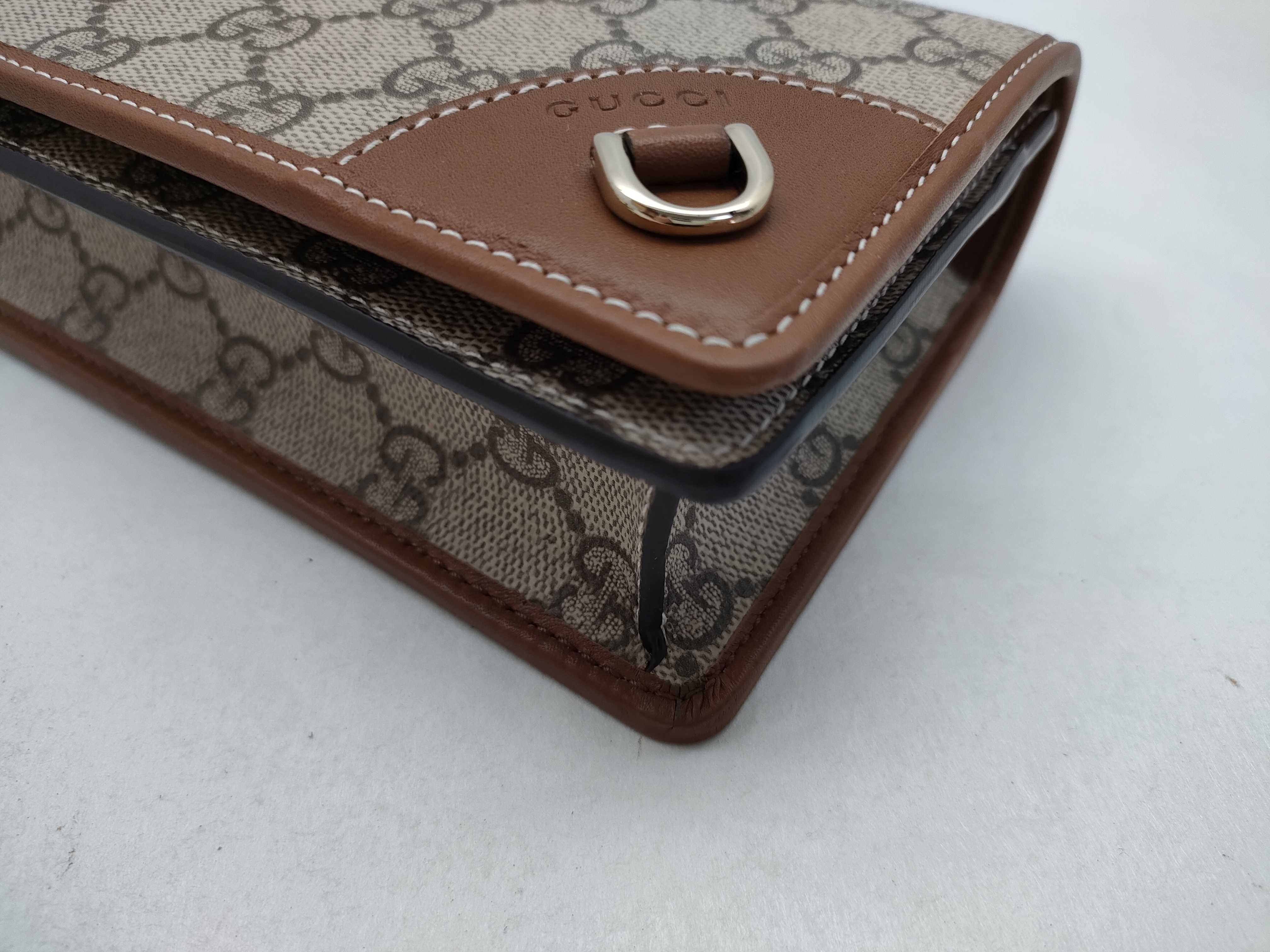 GG Emblem PVC x Leather Shoulder Wallet Beige x Brown 820688 Shoulder Bag — view 6