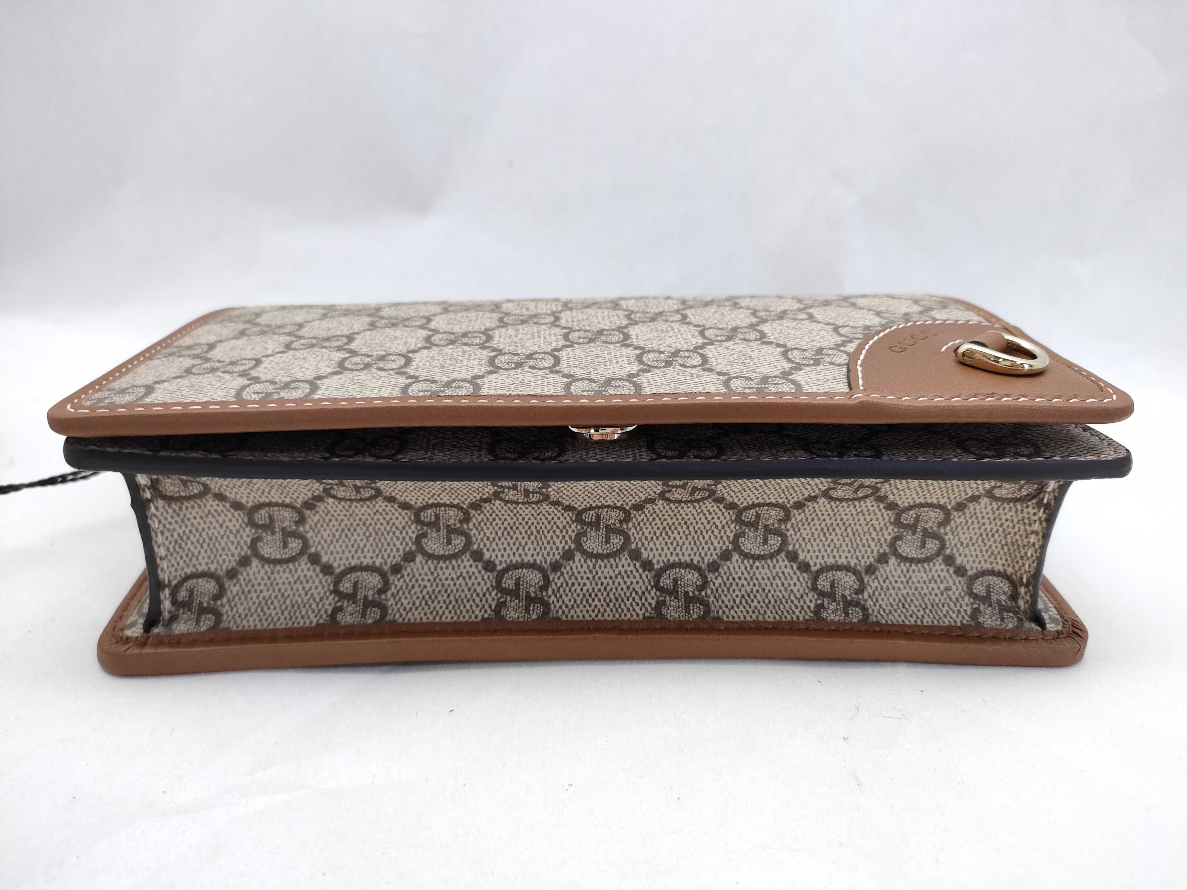 GG Emblem PVC x Leather Shoulder Wallet Beige x Brown 820688 Shoulder Bag — view 7