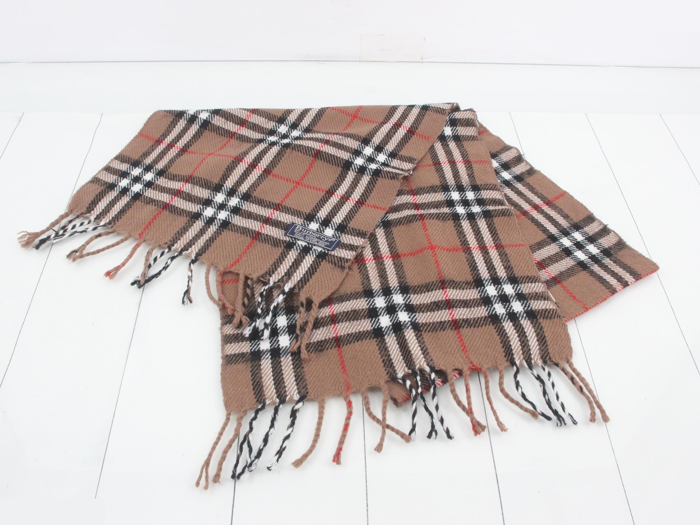 Nova Check Scarf, Beige, 100% Wool — view 2