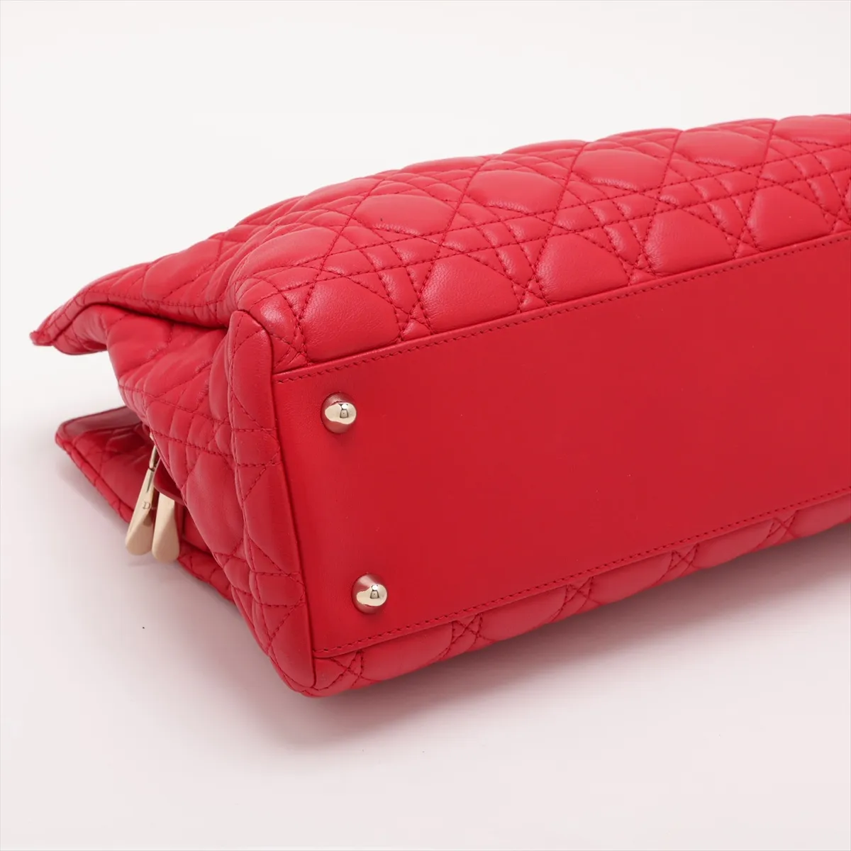 Cannage Leather Chain Shoulder Bag, Red — view 4