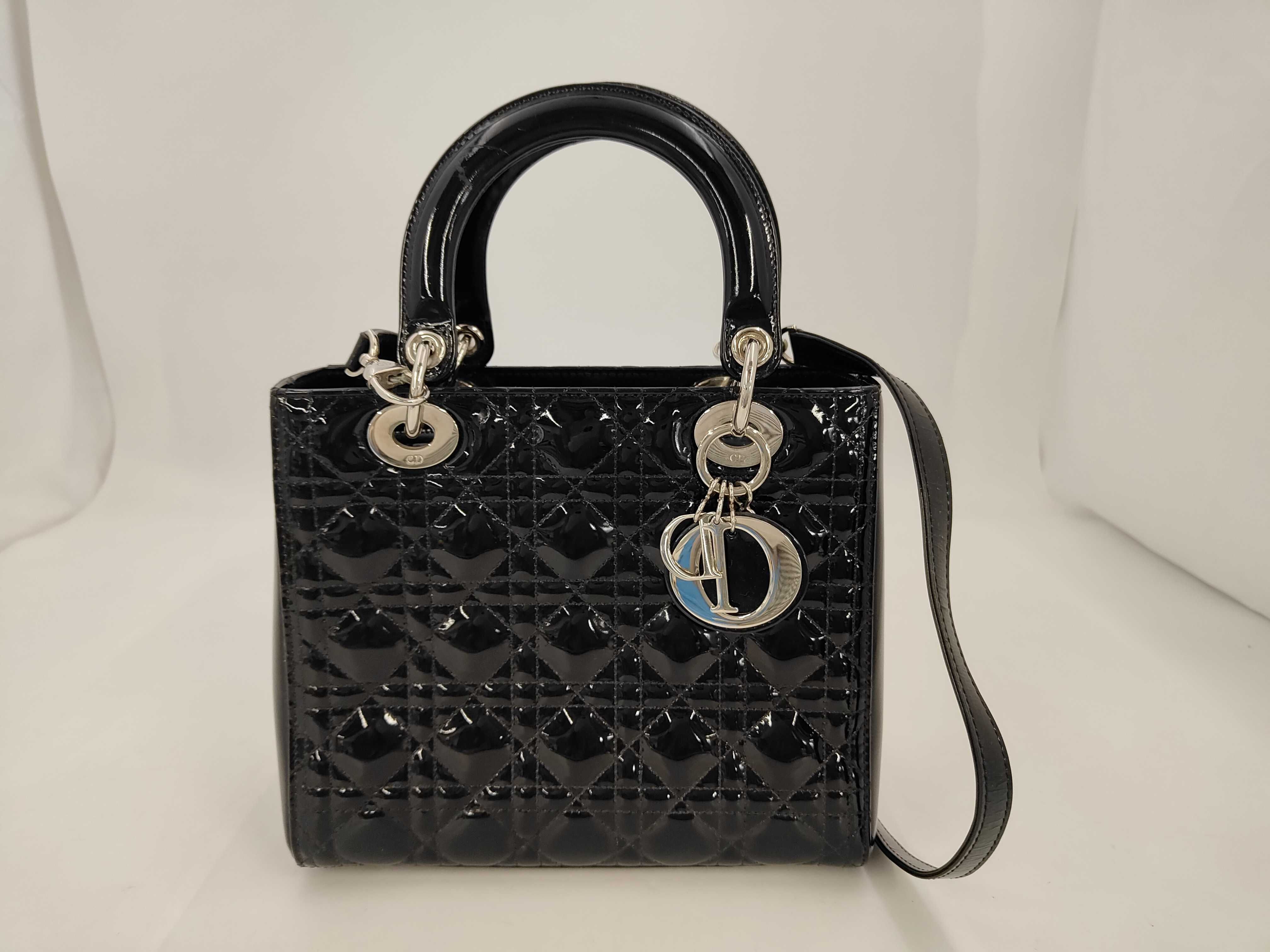 Lady Dior Cannage Enamel 2-Way Shoulder/Handbag