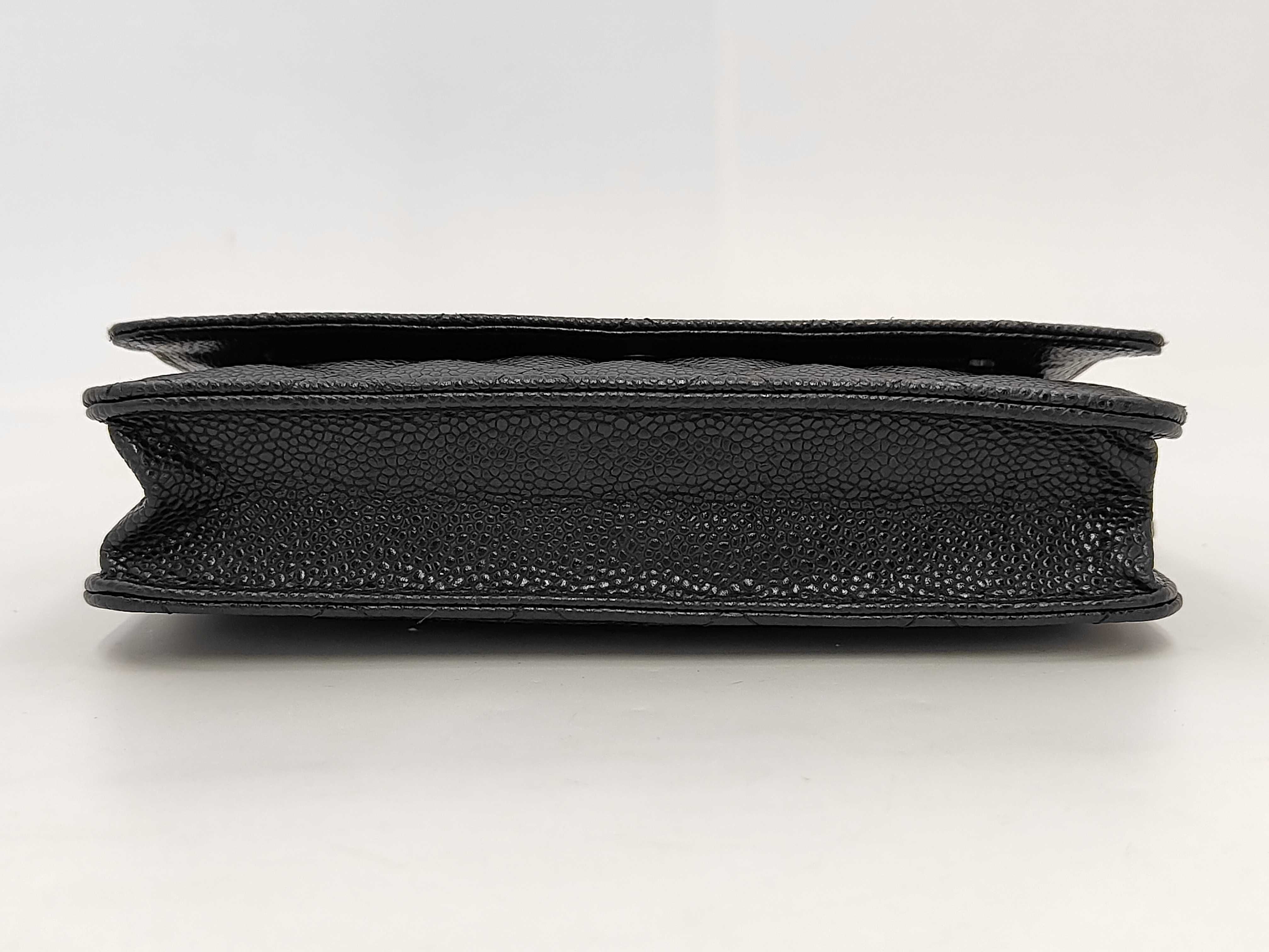 Matelassé Chain Wallet, Caviar Leather, Black, Gold Hardware, Shoulder Bag — view 3