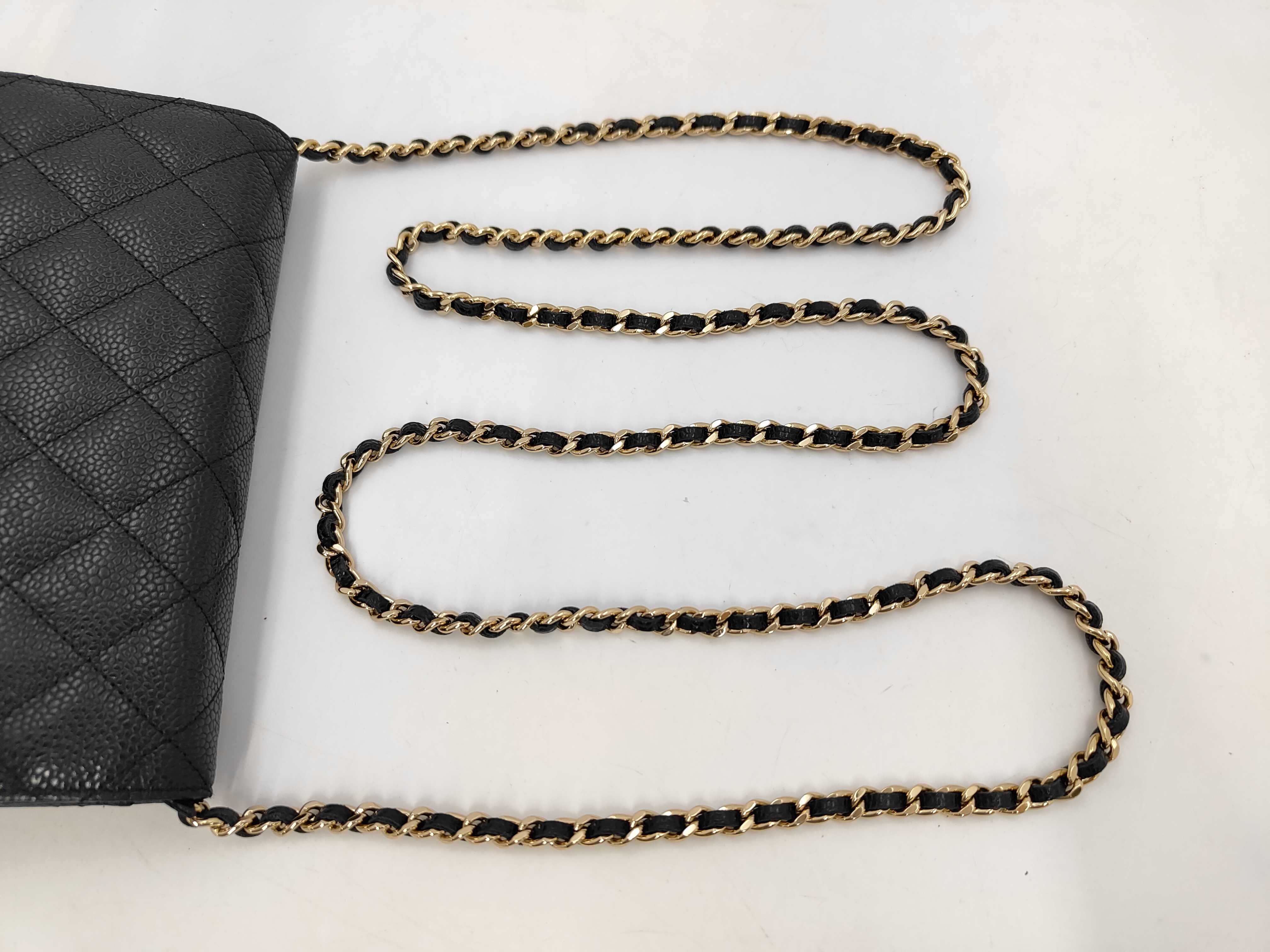 Matelassé Chain Wallet, Caviar Leather, Black, Gold Hardware, Shoulder Bag — view 5