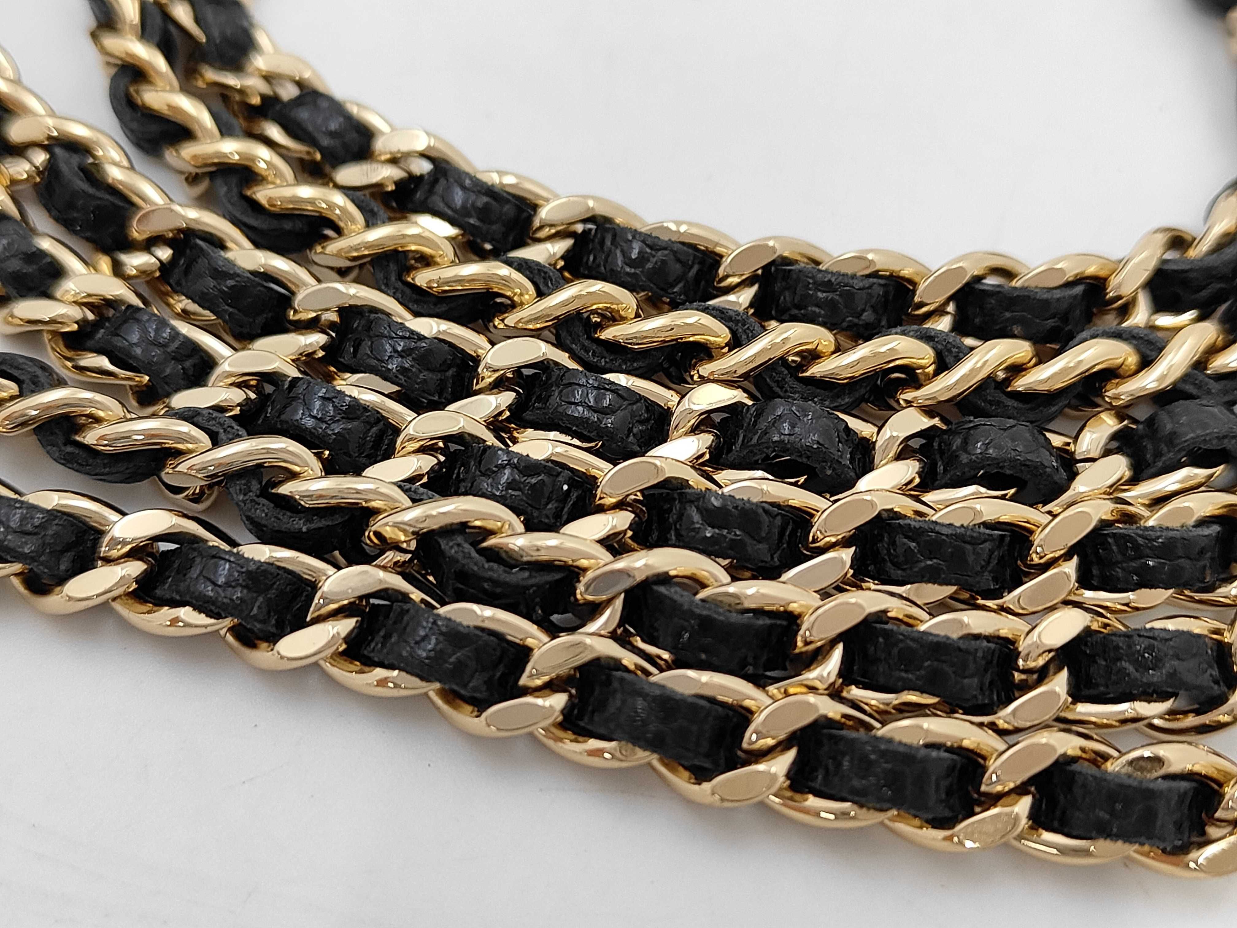 Matelassé Chain Wallet, Caviar Leather, Black, Gold Hardware, Shoulder Bag — view 6