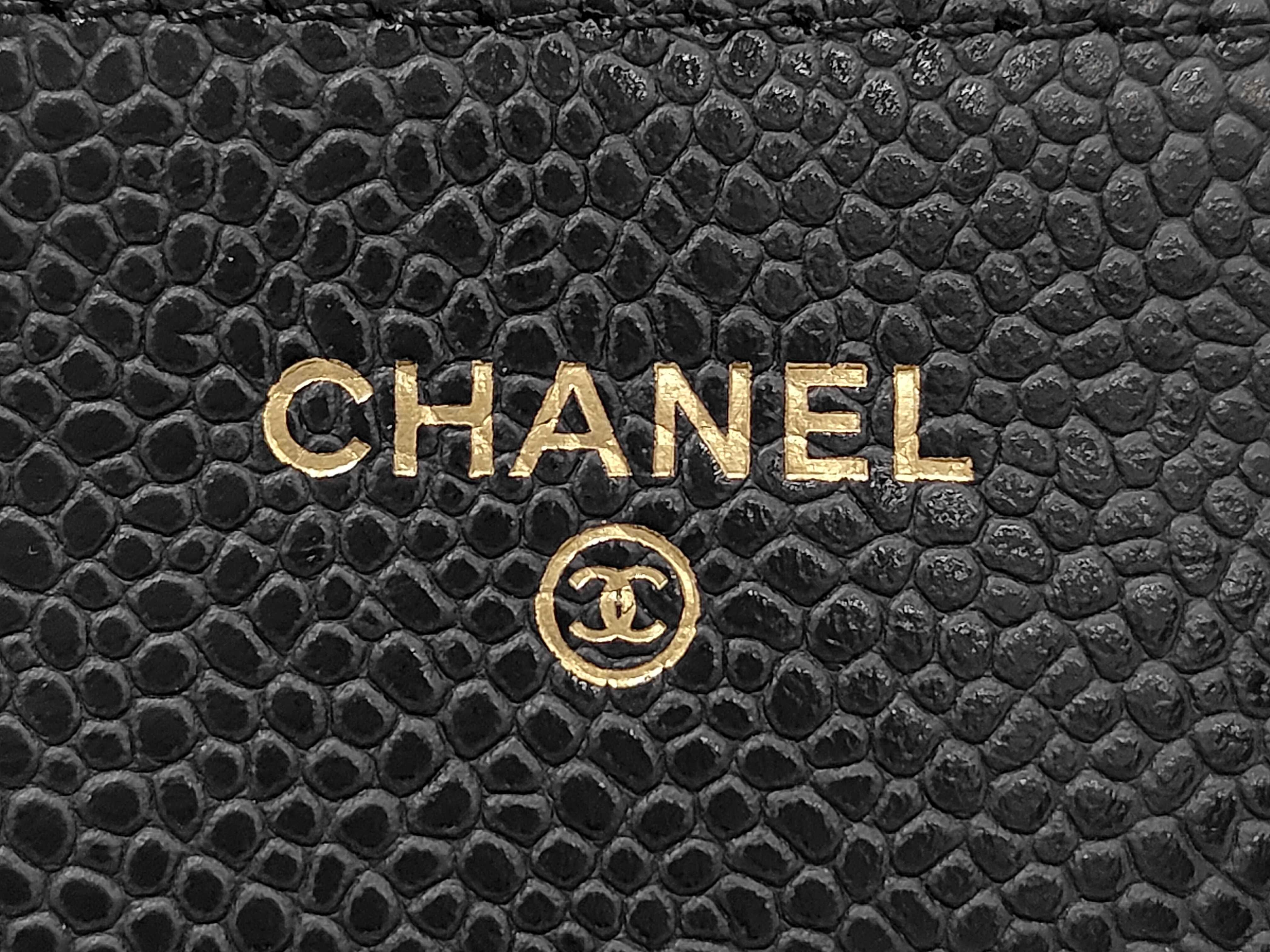 Matelassé Chain Wallet, Caviar Leather, Black, Gold Hardware, Shoulder Bag — view 10