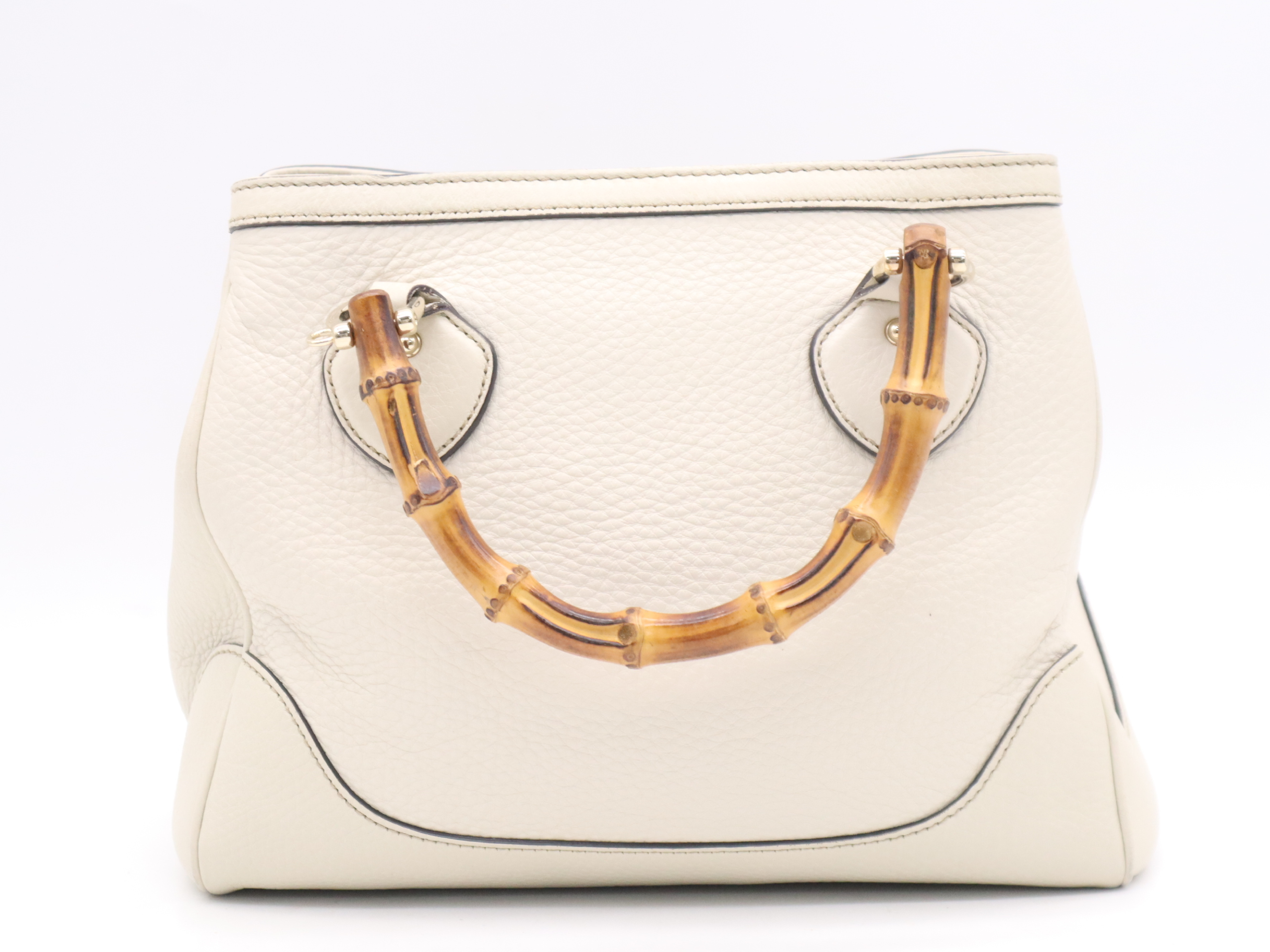 308360 Leather Bamboo Ivory Handbag — view 2