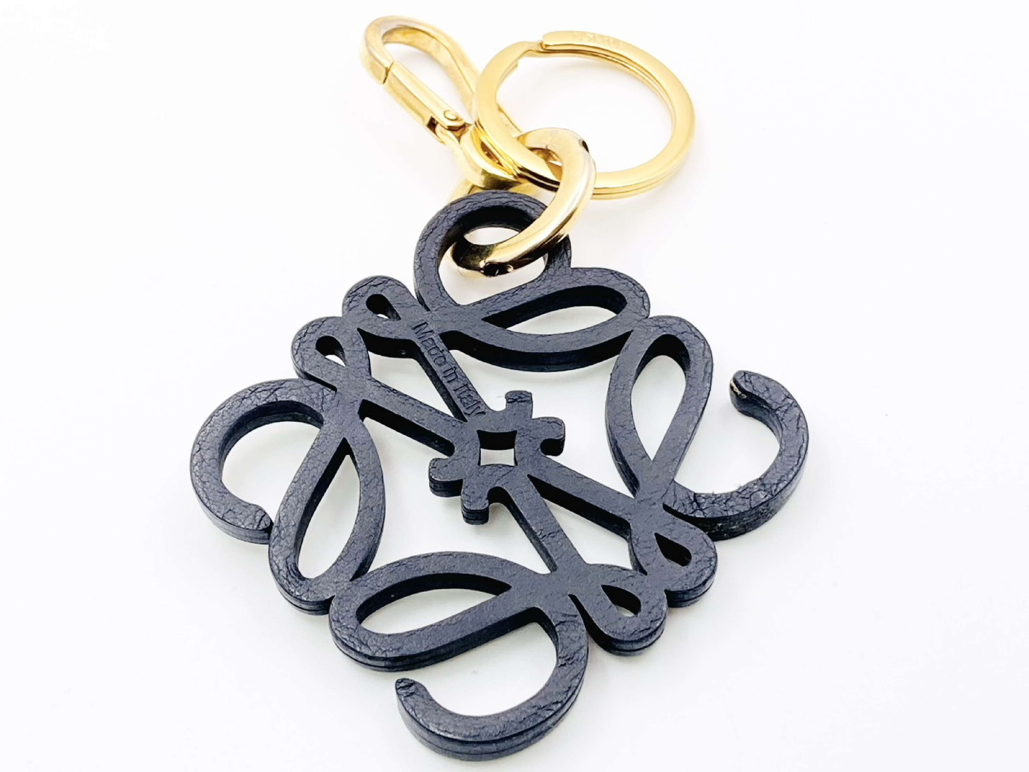 Anagram Leather Charm Keyring Green x Black Key Case — view 2