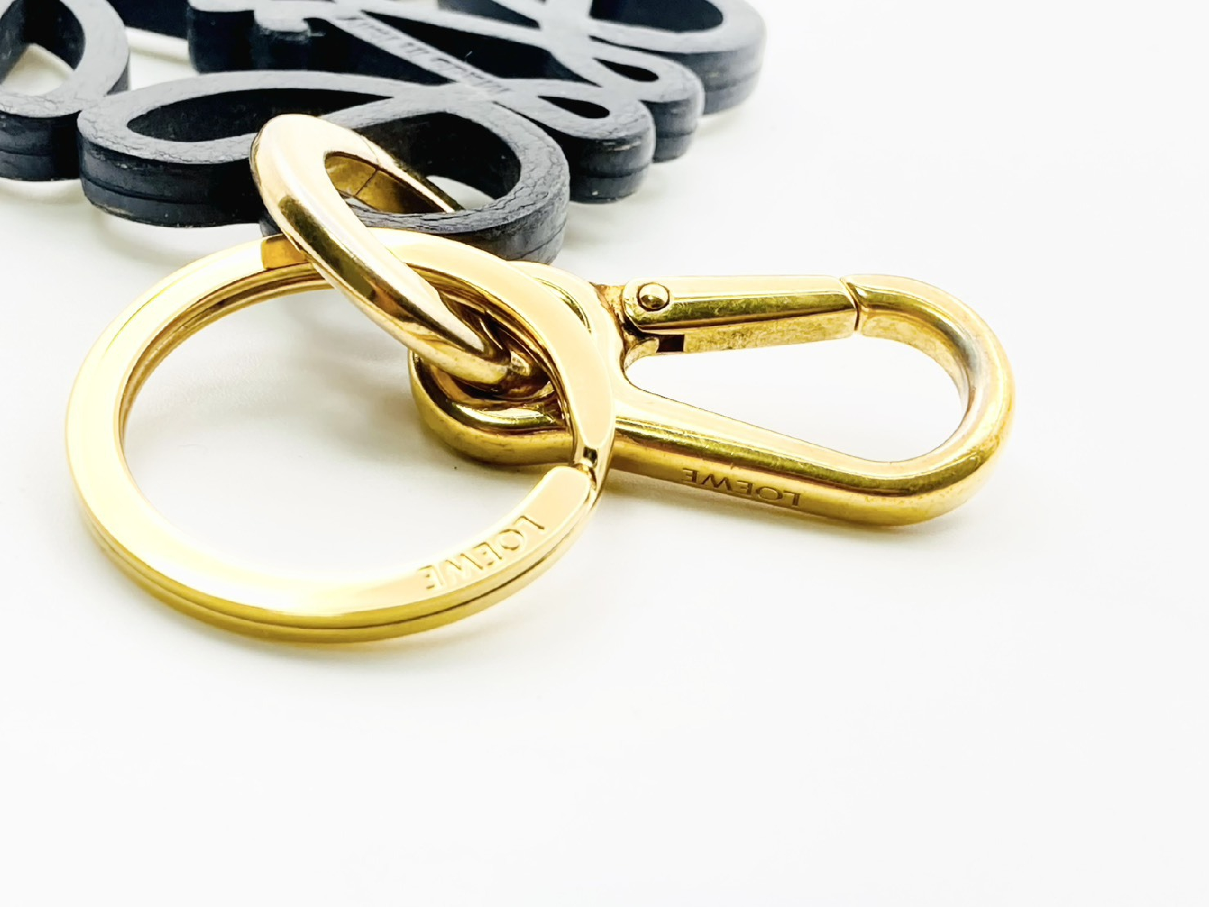 Anagram Leather Charm Keyring Green x Black Key Case — view 3