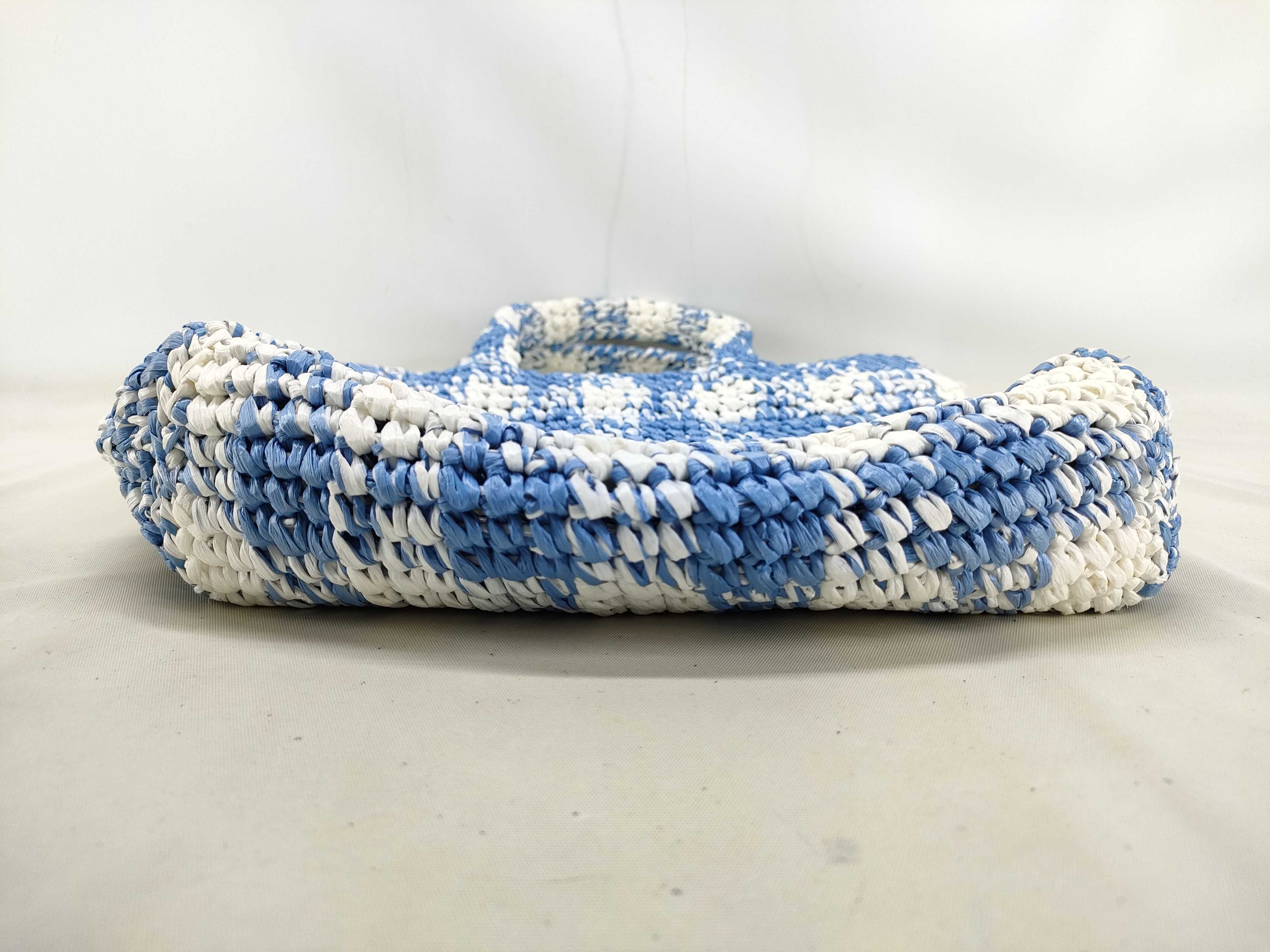Raffia Handbag Blue x White Tote Bag — view 3