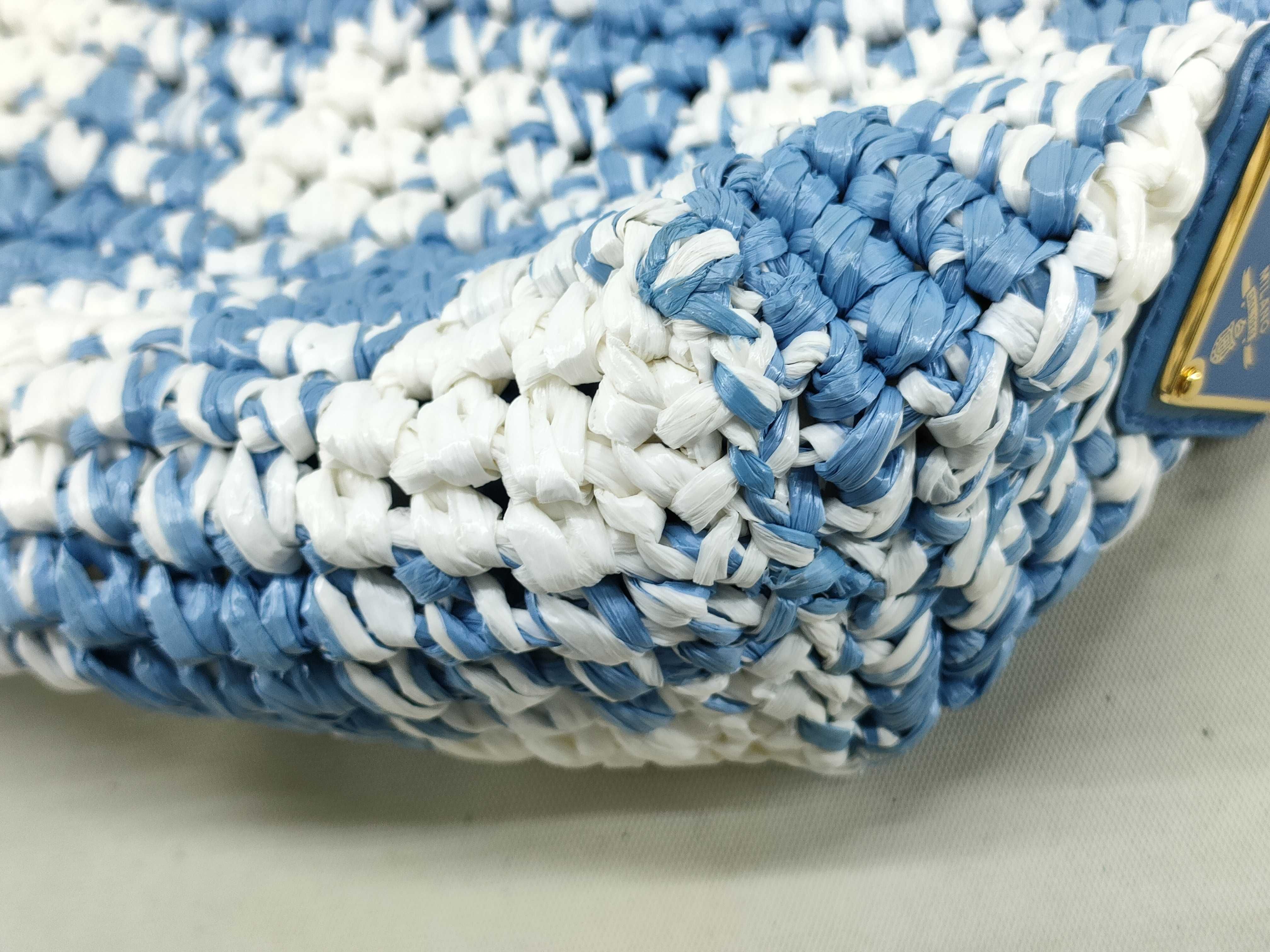 Raffia Handbag Blue x White Tote Bag — view 4
