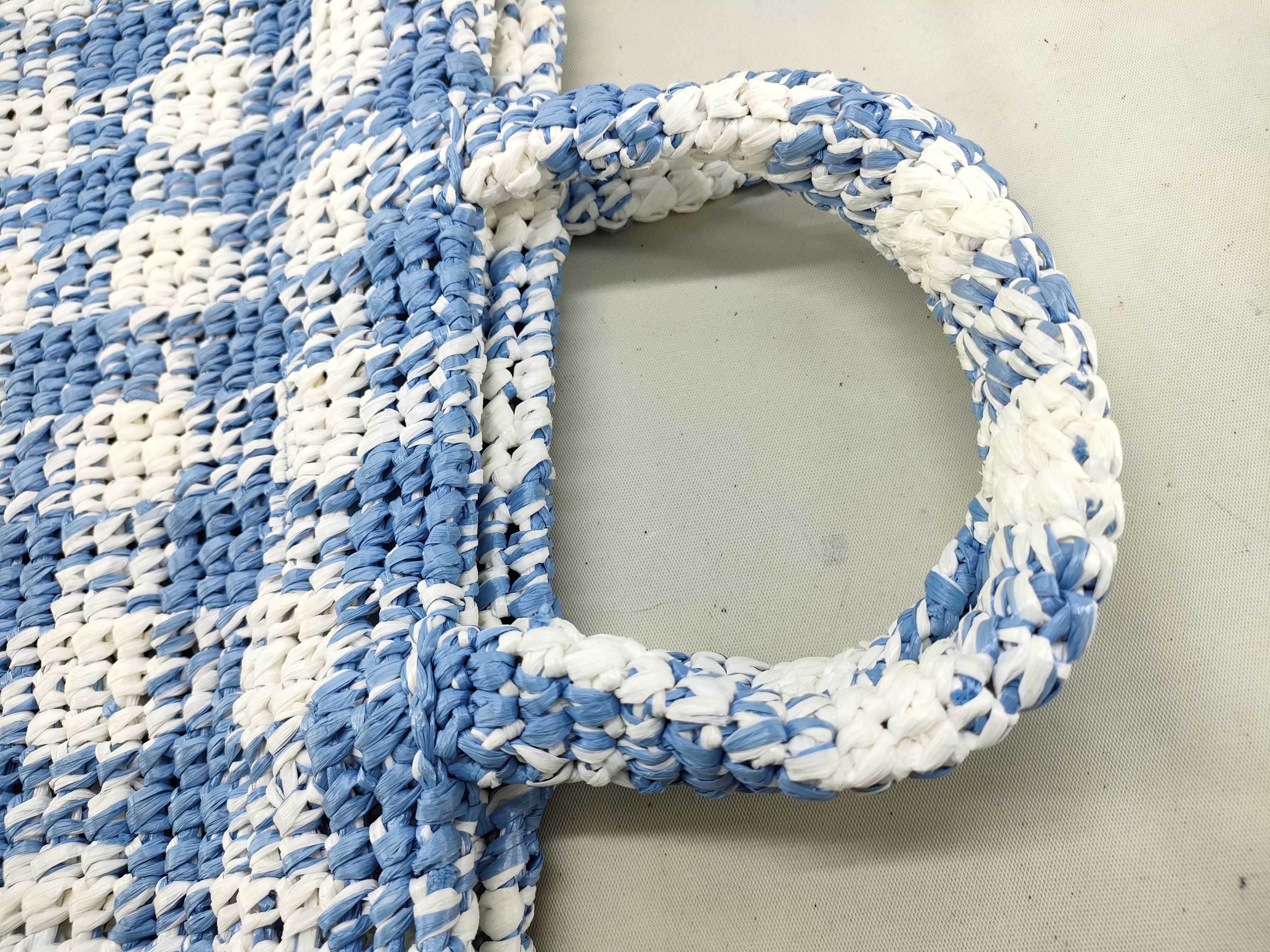 Raffia Handbag Blue x White Tote Bag — view 5