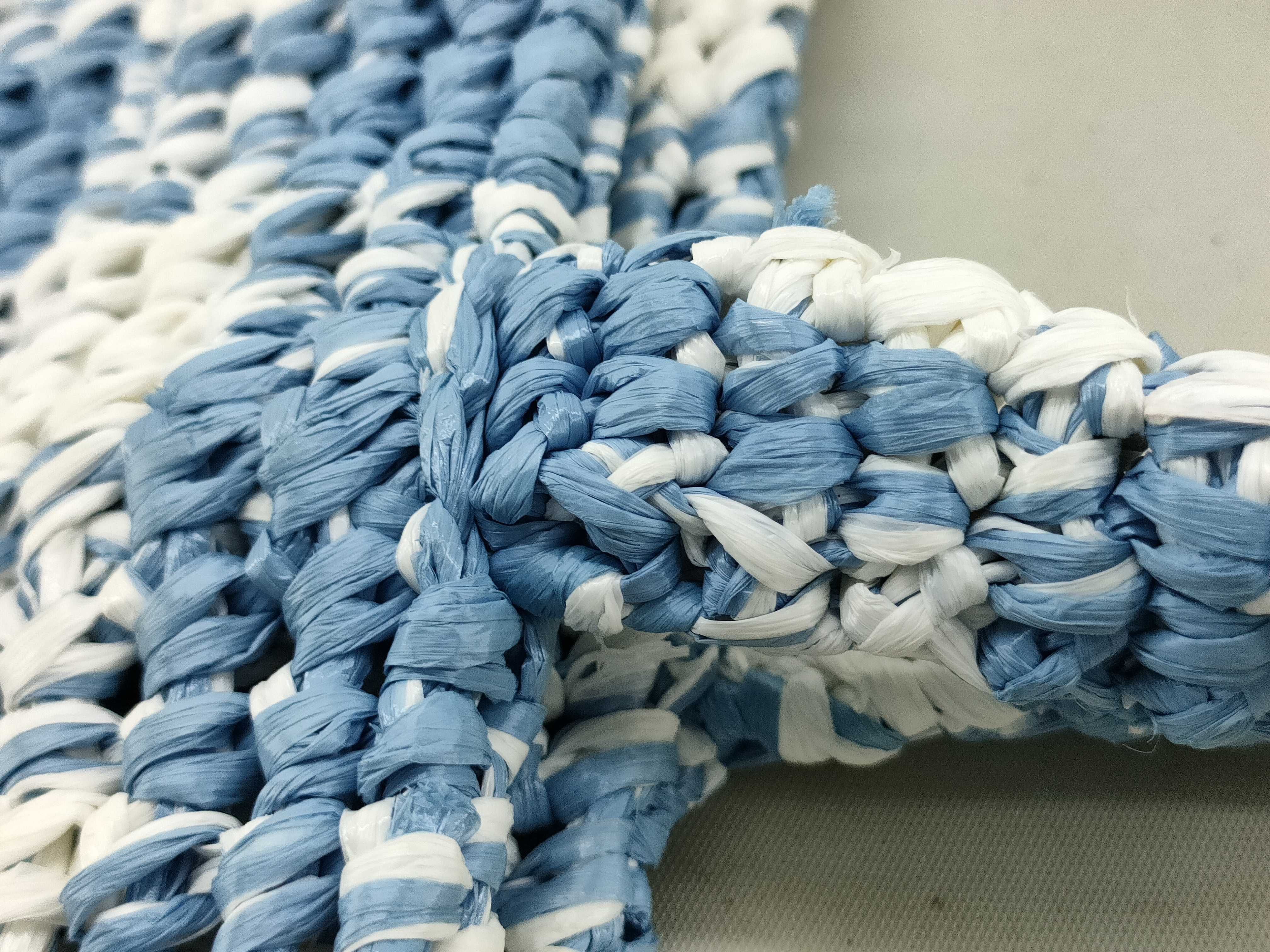 Raffia Handbag Blue x White Tote Bag — view 6