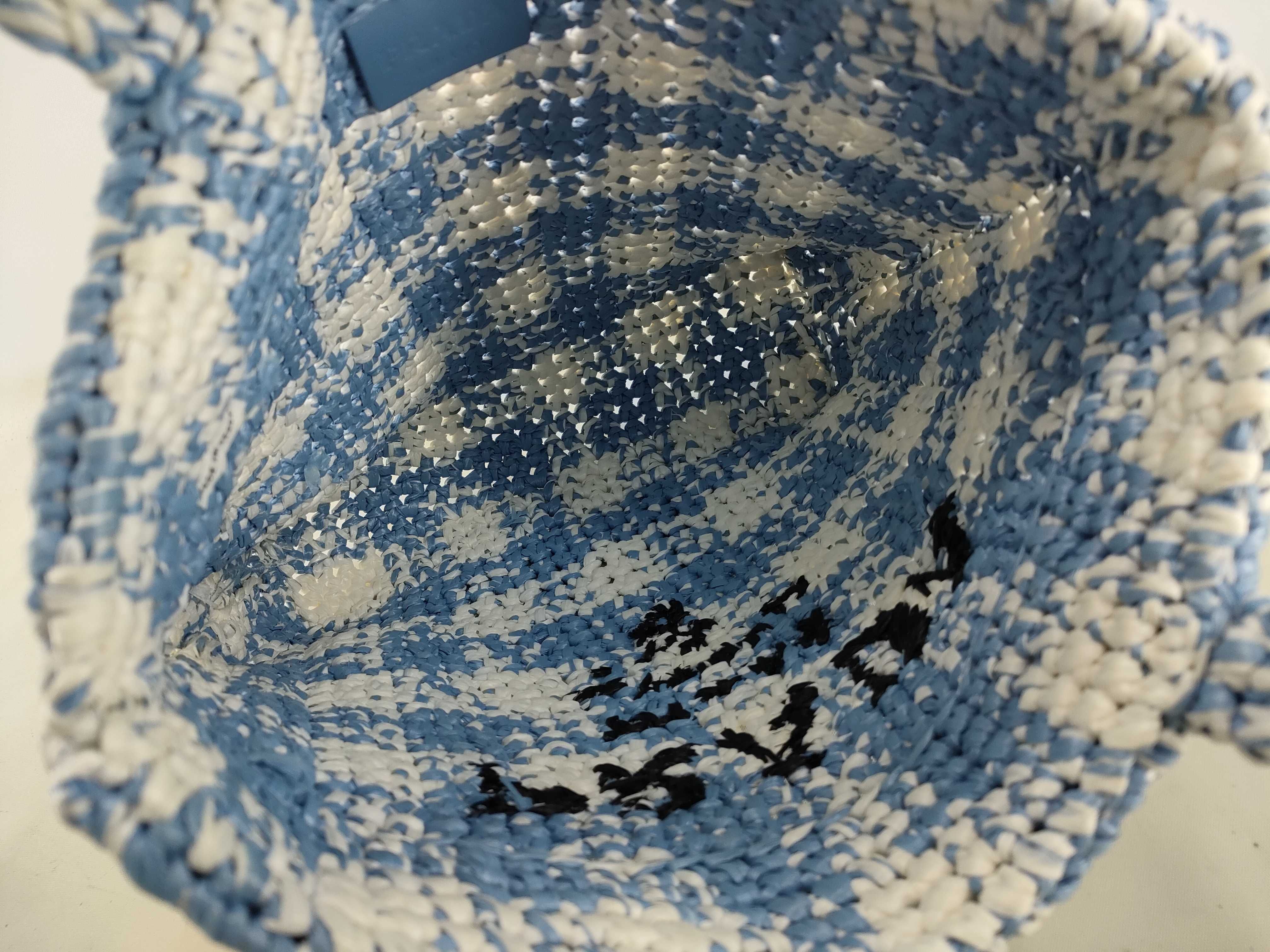 Raffia Handbag Blue x White Tote Bag — view 8