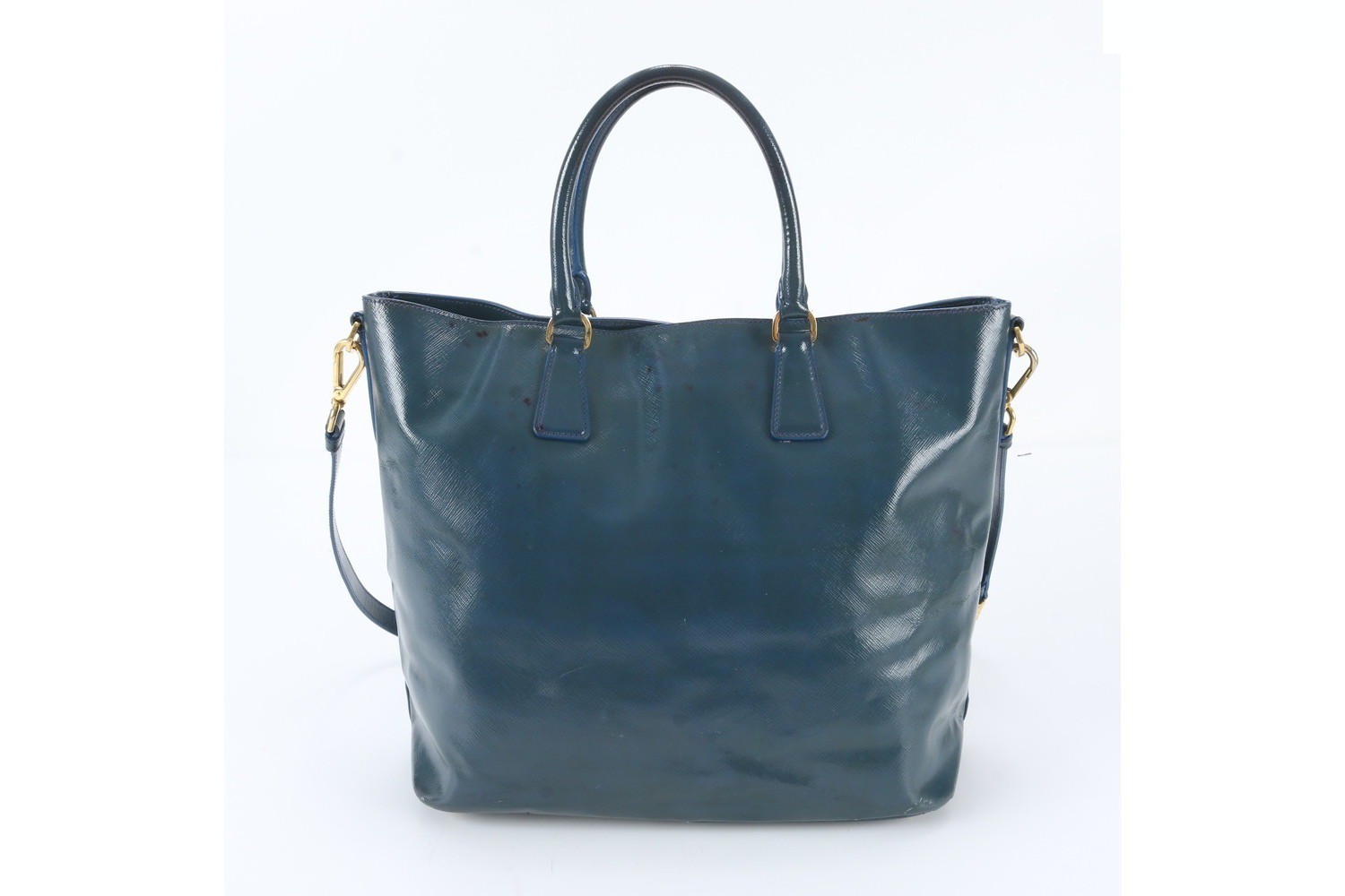 Saffiano Leather Triangle Logo 2-Way Shoulder Bag — view 3