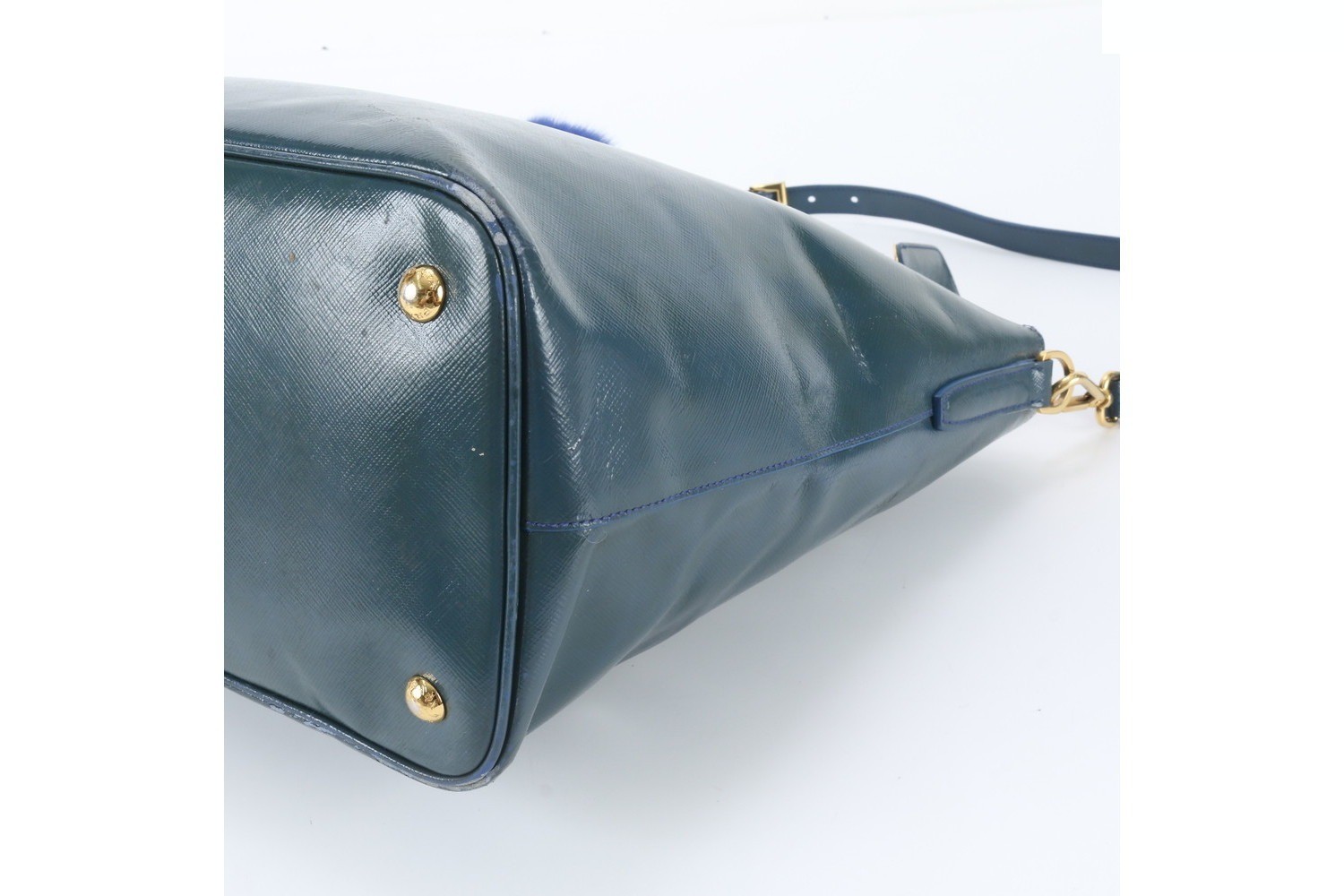 Saffiano Leather Triangle Logo 2-Way Shoulder Bag — view 4
