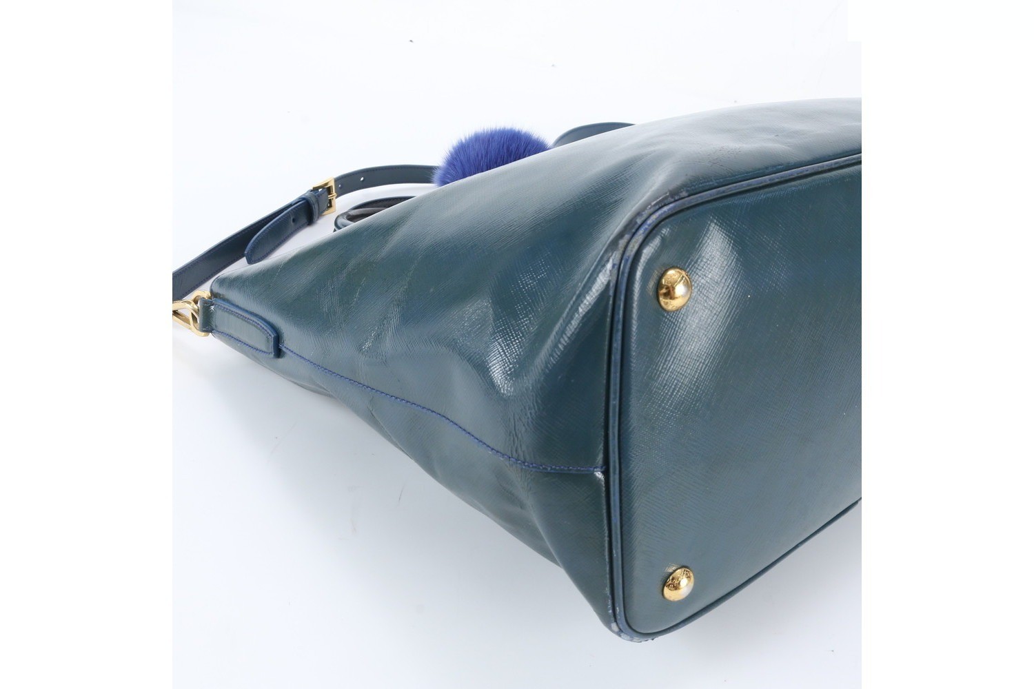 Saffiano Leather Triangle Logo 2-Way Shoulder Bag — view 6