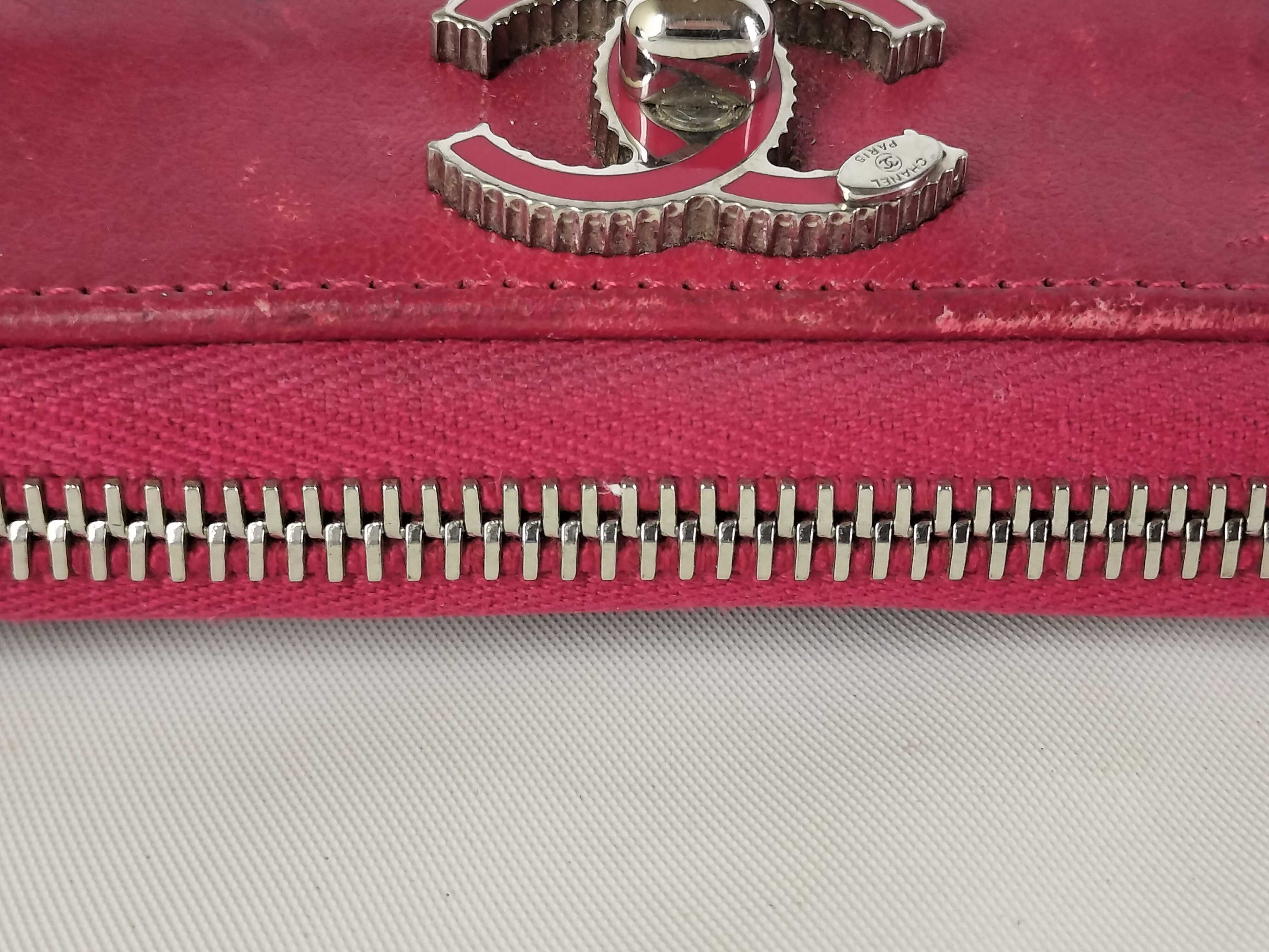 Coco Mark Pink Lambskin Long Wallet — view 5
