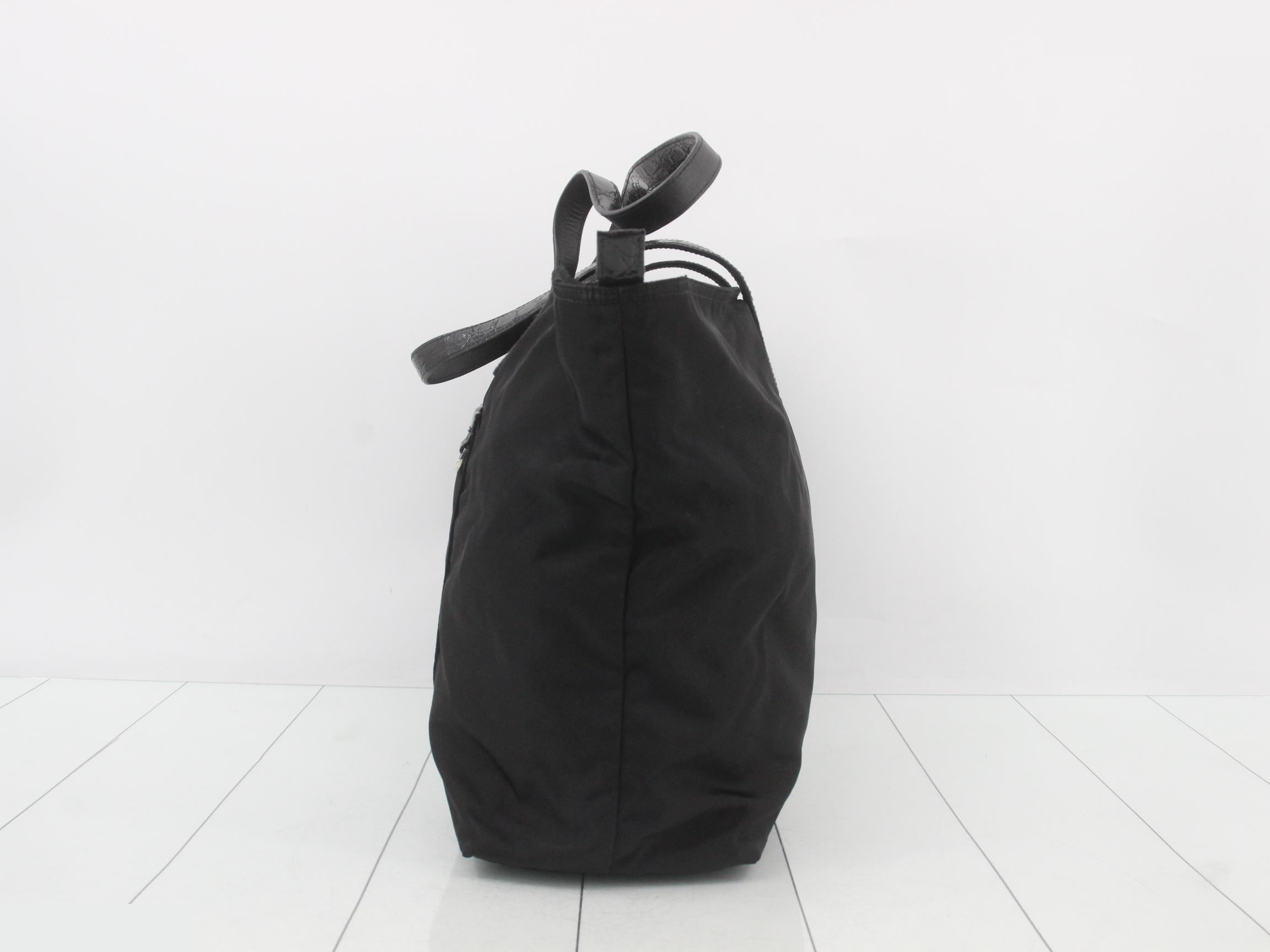 Nylon Leather Triangle Logo Tote Bag — view 3