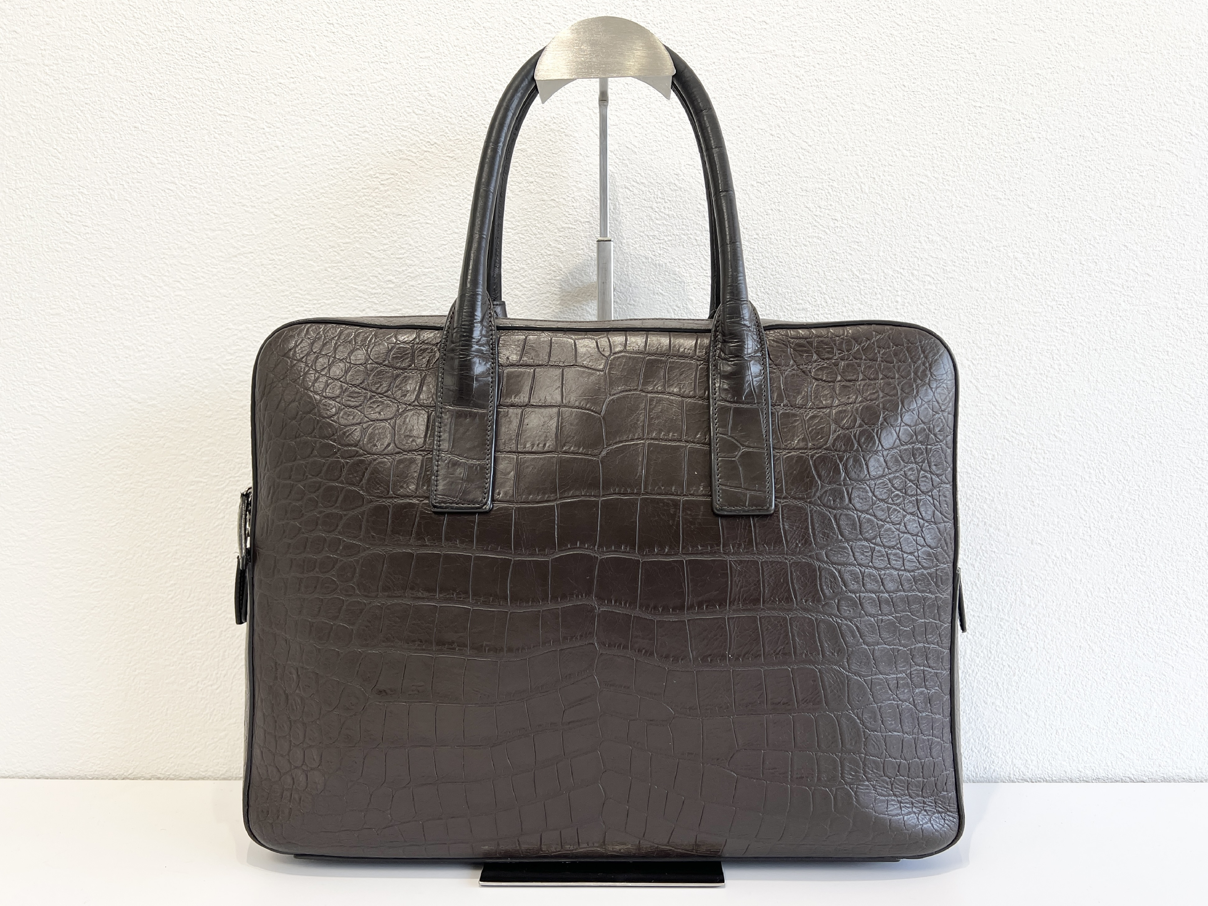 Crocodile Embossed Leather Briefcase Handbag Business Bag — view 2
