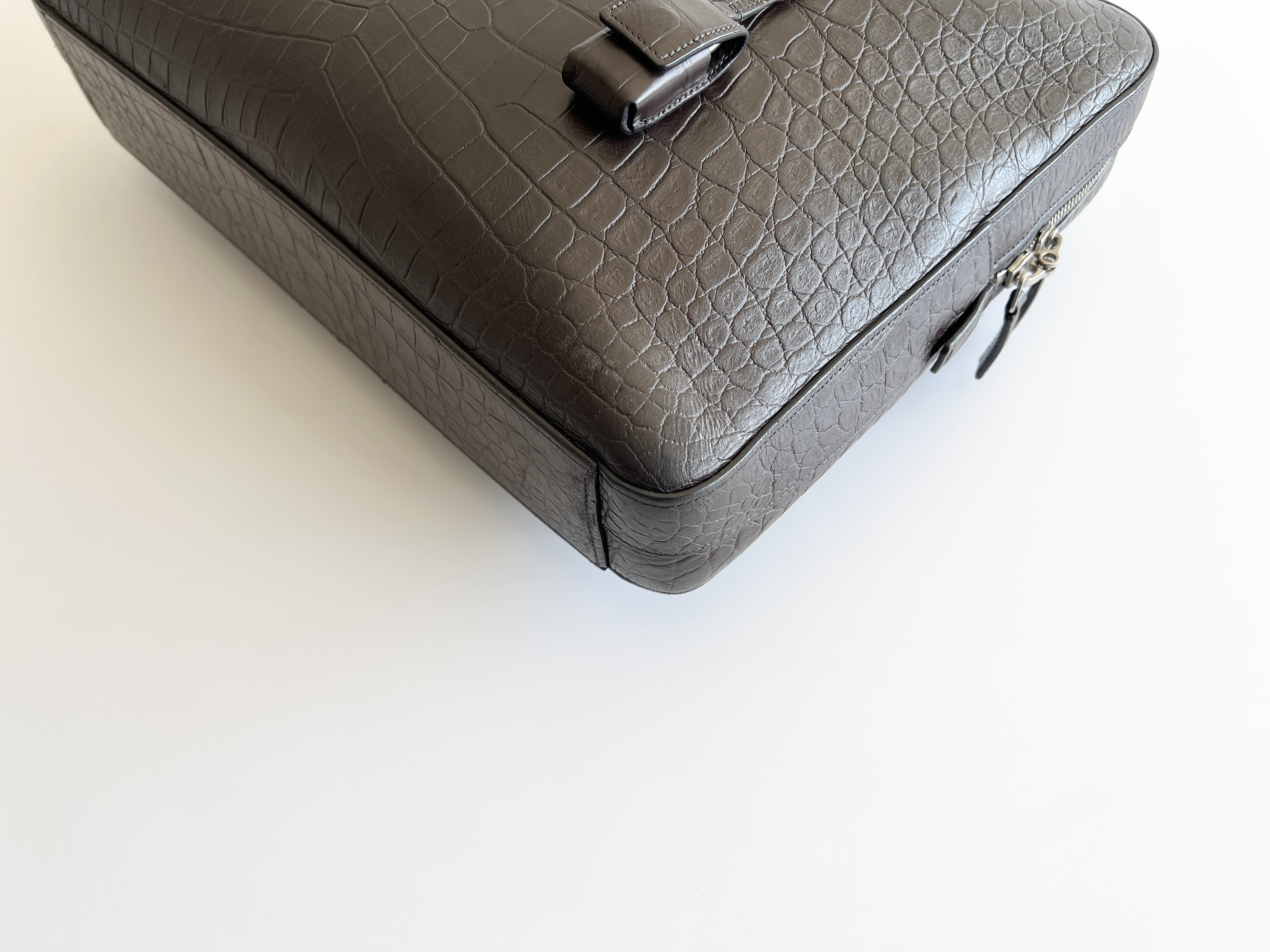 Crocodile Embossed Leather Briefcase Handbag Business Bag — view 12