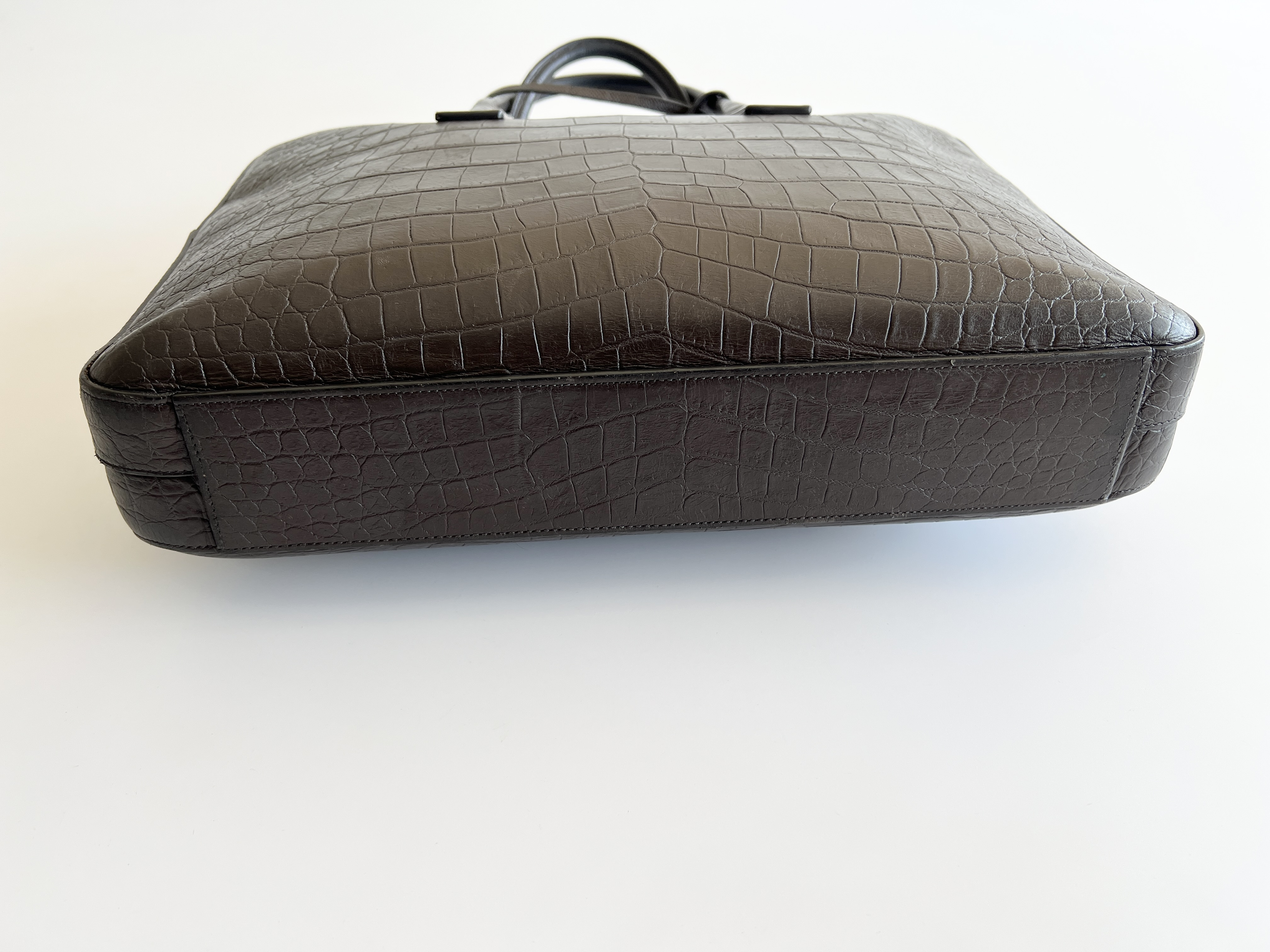 Crocodile Embossed Leather Briefcase Handbag Business Bag — view 15