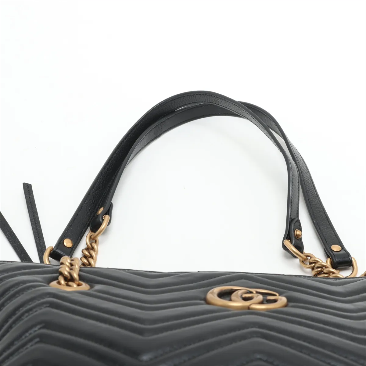 GG Marmont Leather Chain Tote Bag Black 524578 — view 6