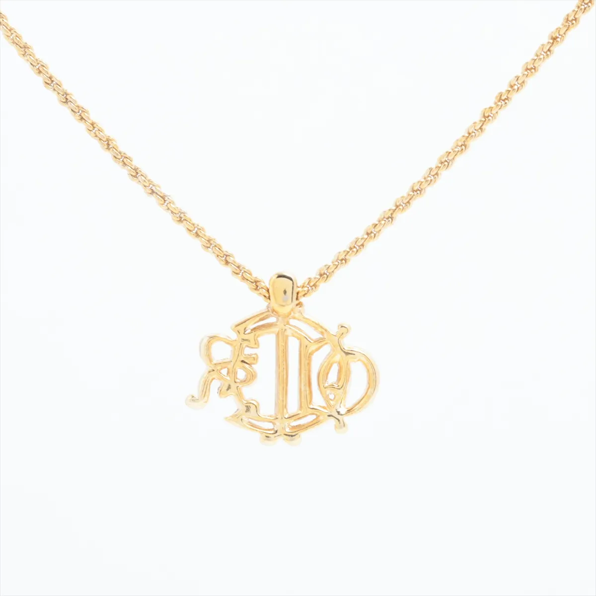 logo necklace, gold plated with rhinestones. Shows signs of wear, — view 2