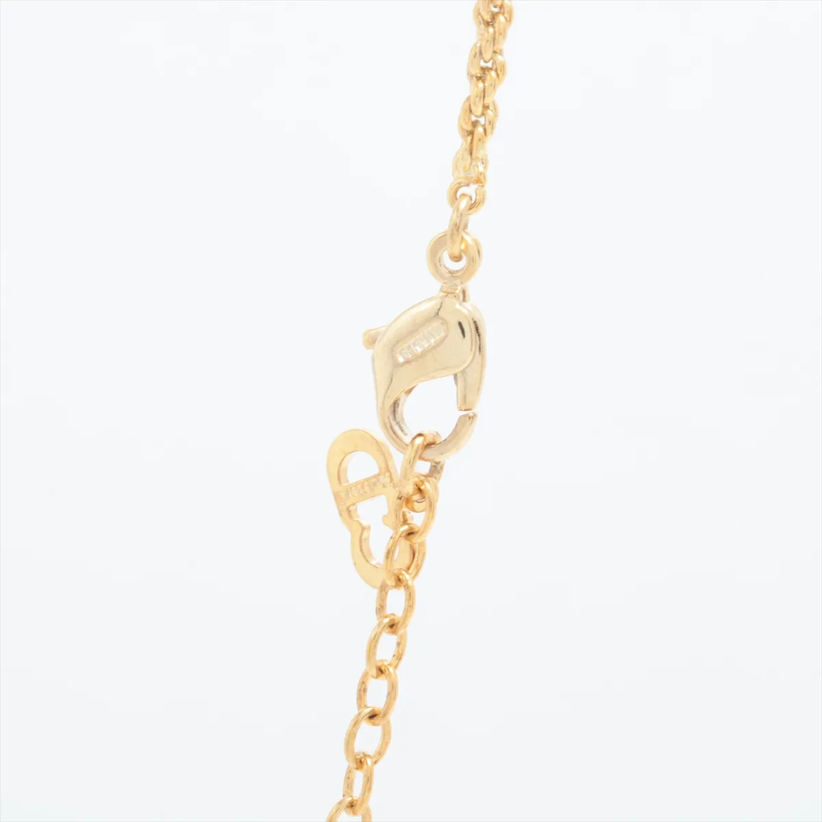 logo necklace, gold plated with rhinestones. Shows signs of wear, — view 3