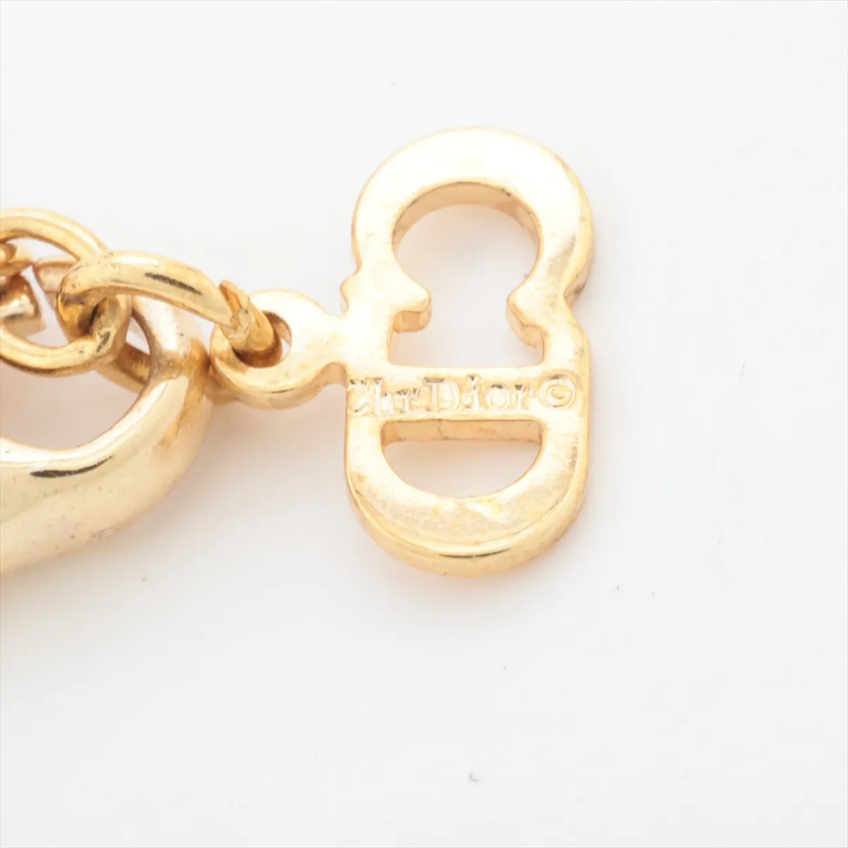 logo necklace, gold plated with rhinestones. Shows signs of wear, — view 4